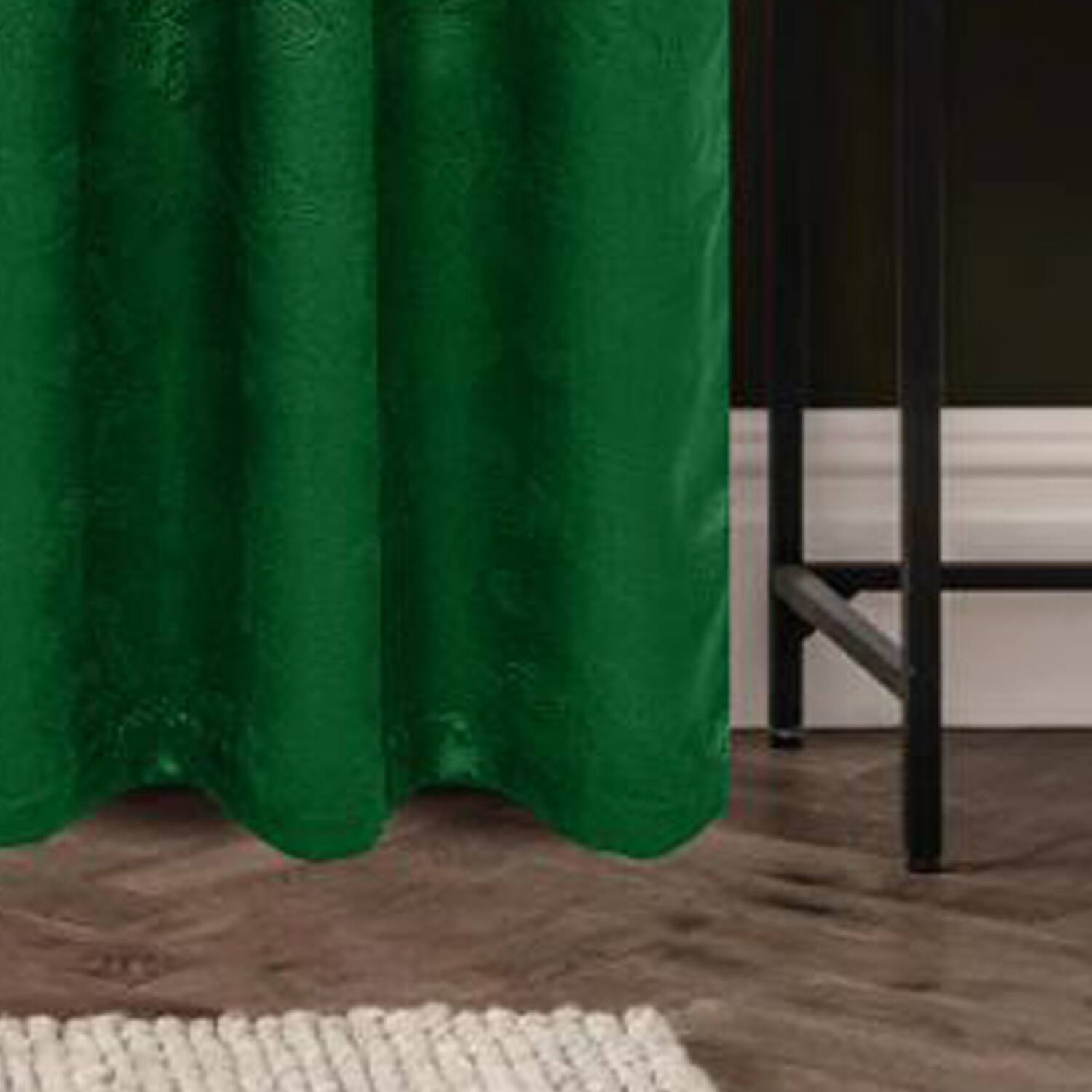 Alt View 2. Olivia Gray - Olivia Gray 100% Polyester 200 GSM Arlo Embossed Blackout Grommet Curtain Panel 54" x 84" Hunter Green - Hunter.