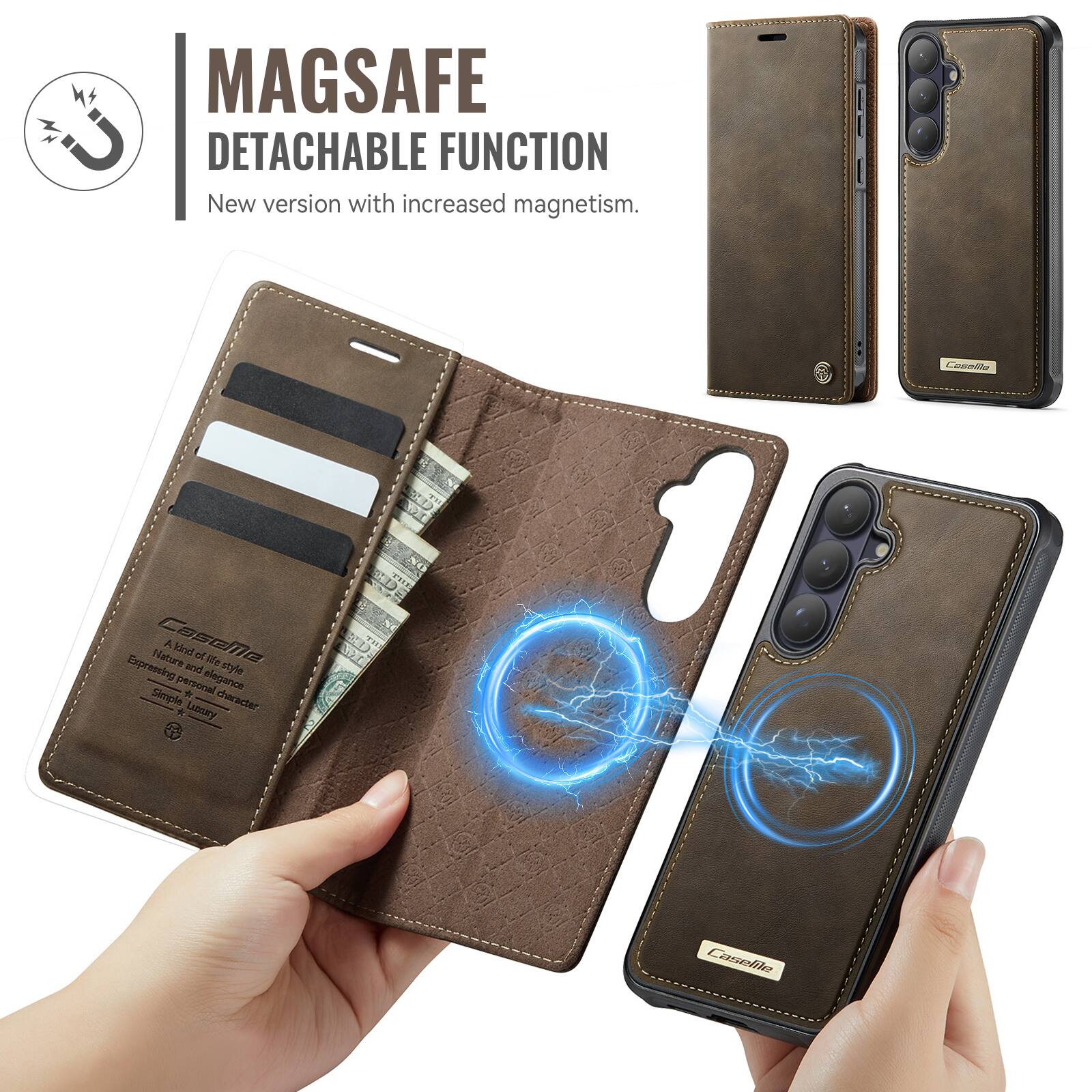 MAGSAFE DETACHABLE FUNCTION  
New version with increased magnetism.  

Casetia  
A kind of lifestyle  
Nature and elegance  
Expressing personal character  
Simple & Luxury