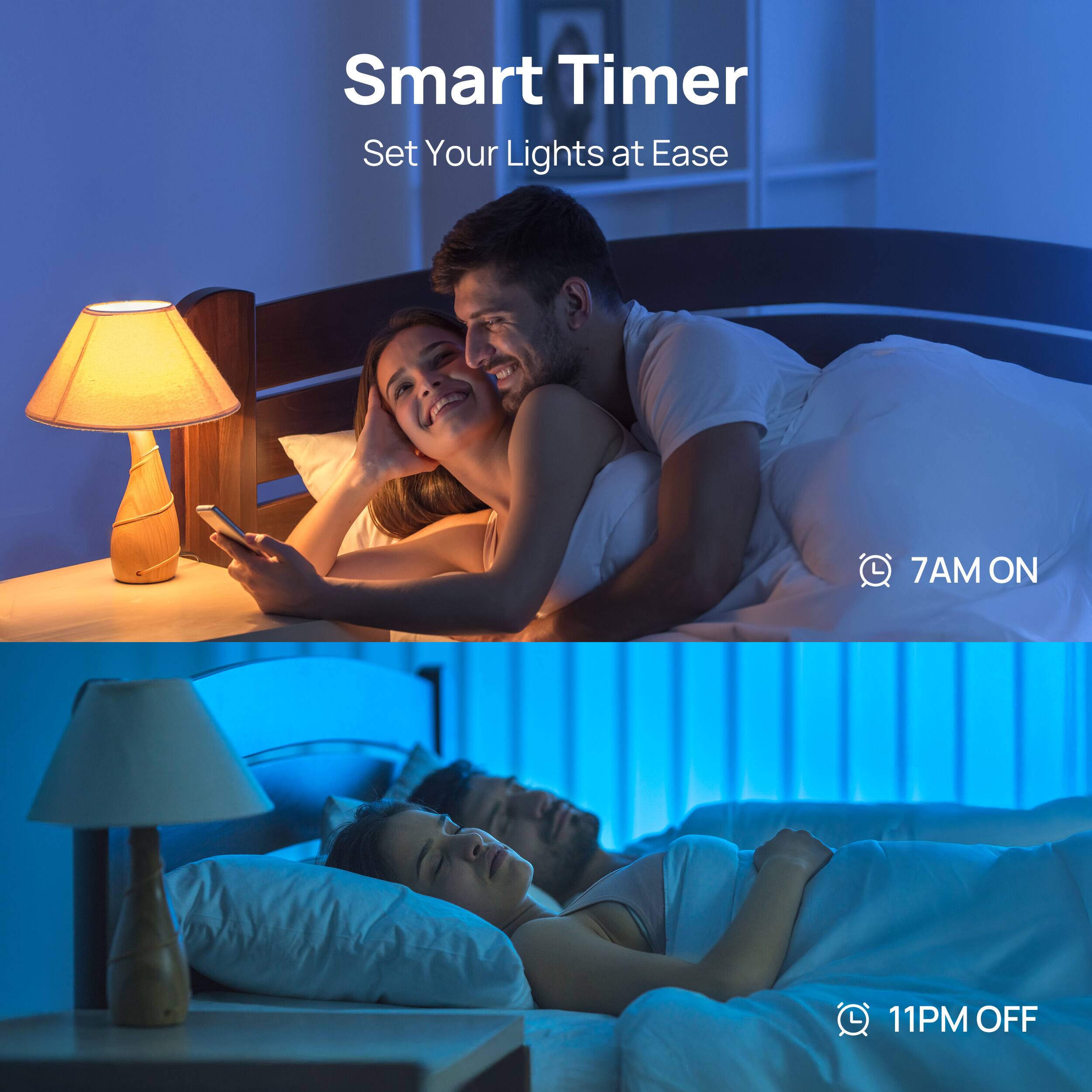 Smart Timer
Set Your Lights at Ease
7AM ON
11PM OFF