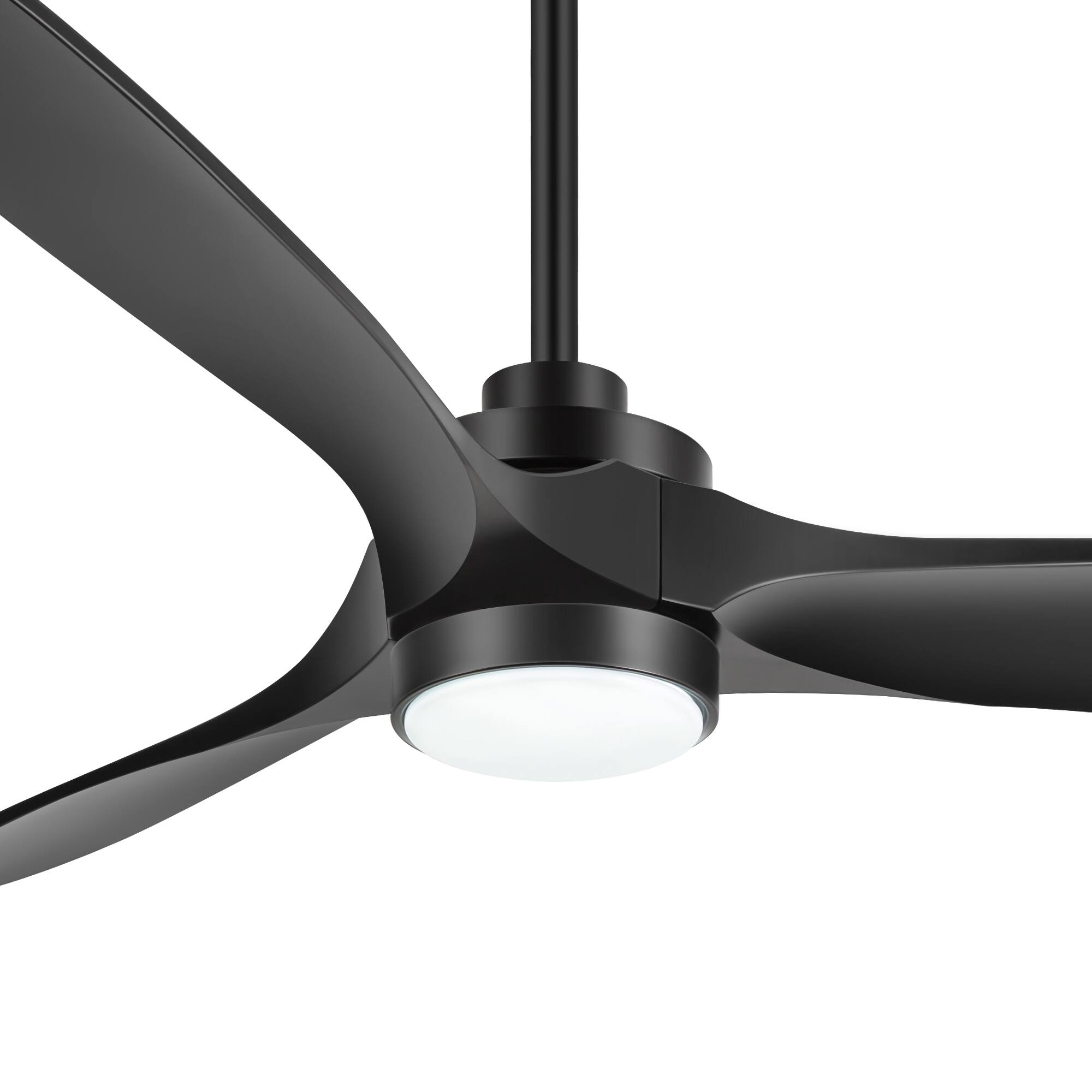 Left. Breezary - 60-Inch Indoor Ceiling Fan with 3 ABS Blades, DC Motor, 6-Speed Remote Control with Timer, 6"&12" Downrods, Led/No Light - Black (With Light).