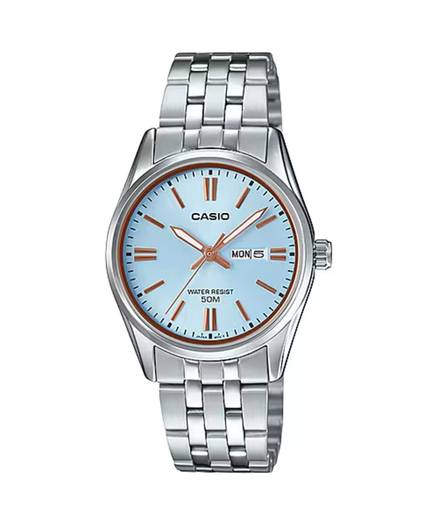 Casio - Women’s Ice-Blue Dial Stainless Steel Bracelet Watch - LTP-1335D-2AVDF - Silver