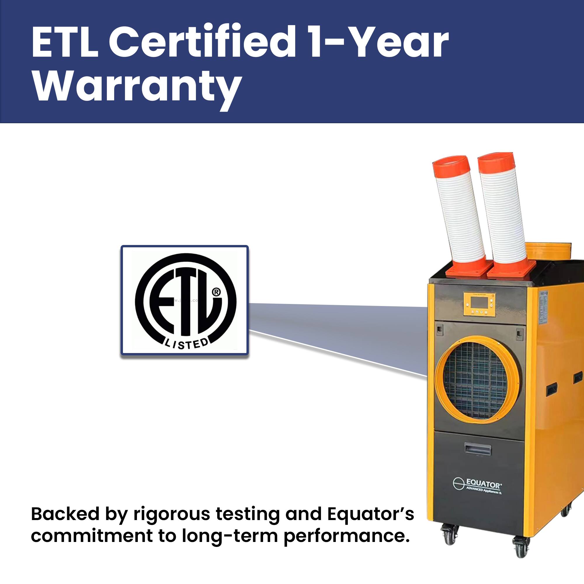 ETL Certified 1-Year Warranty

Backed by rigorous testing and Equator's commitment to long-term performance.