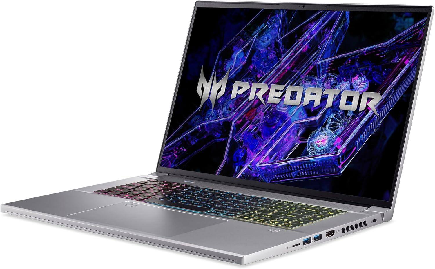 Left. Acer - Predator - 16" Laptop Intel Core i7-12700H 2.30GHz 16GB RAM 1TB SSD W11H | PT316-51s-7362 | NH.QGKAA.001 - Sparkly Silver.