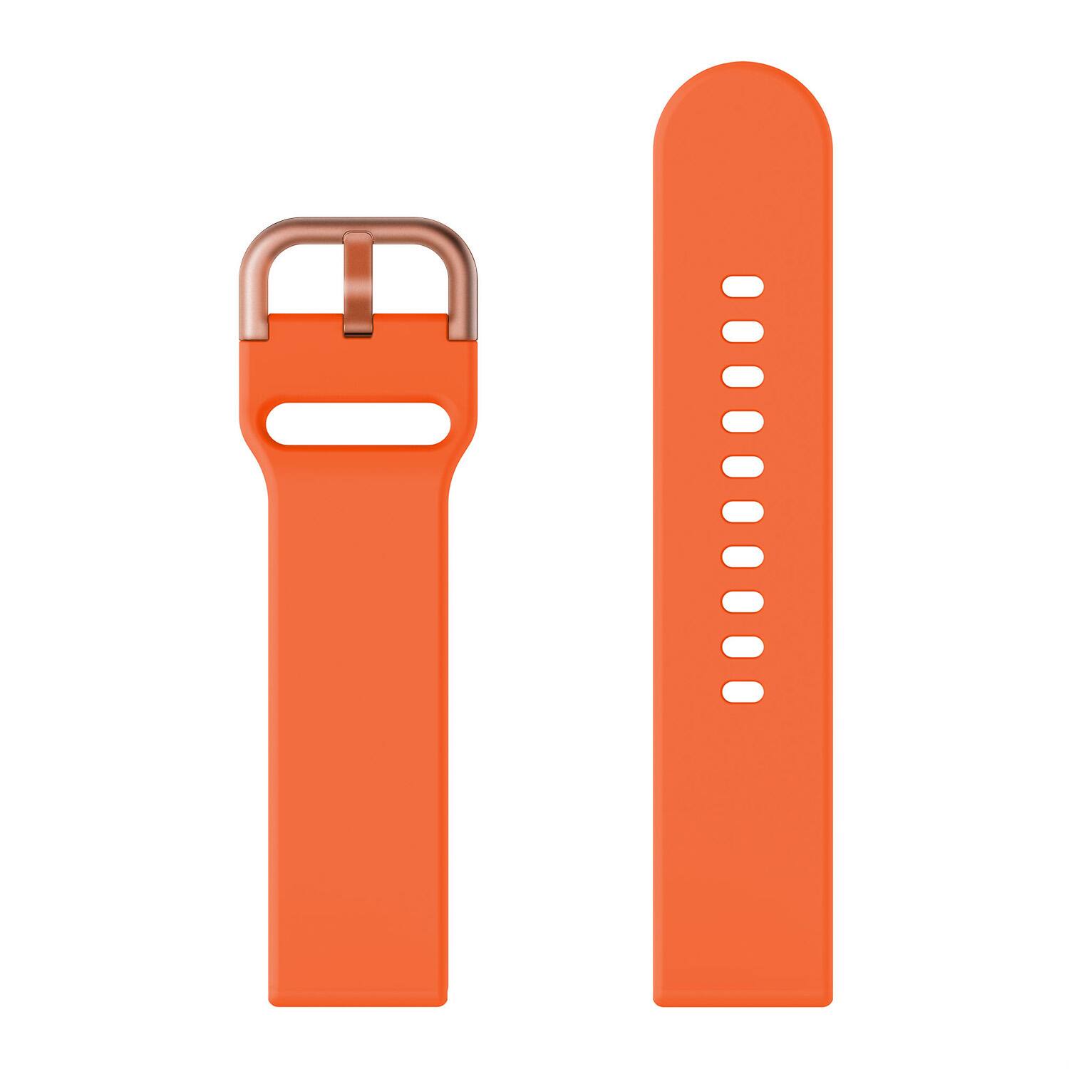 Left. StrapsCo - Sport Band Silicone Rubber Watch Strap For Fitbit Versa & Versa 2 - Orange.