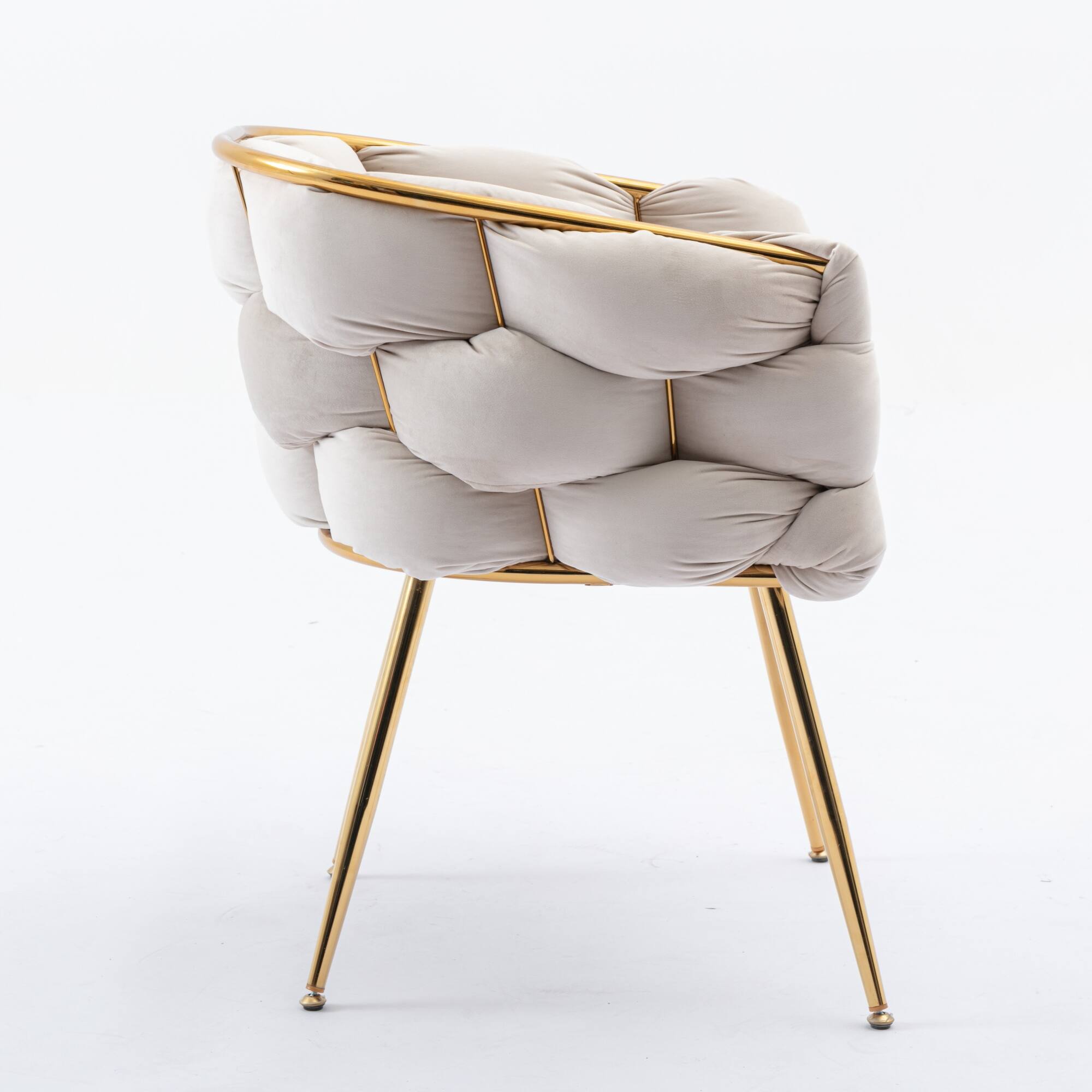 Left. Lirago - 28" W Modern Simple Velvet Single Chair with Armrest Bedroom Dresser Stool (Set of 2) - Beige.