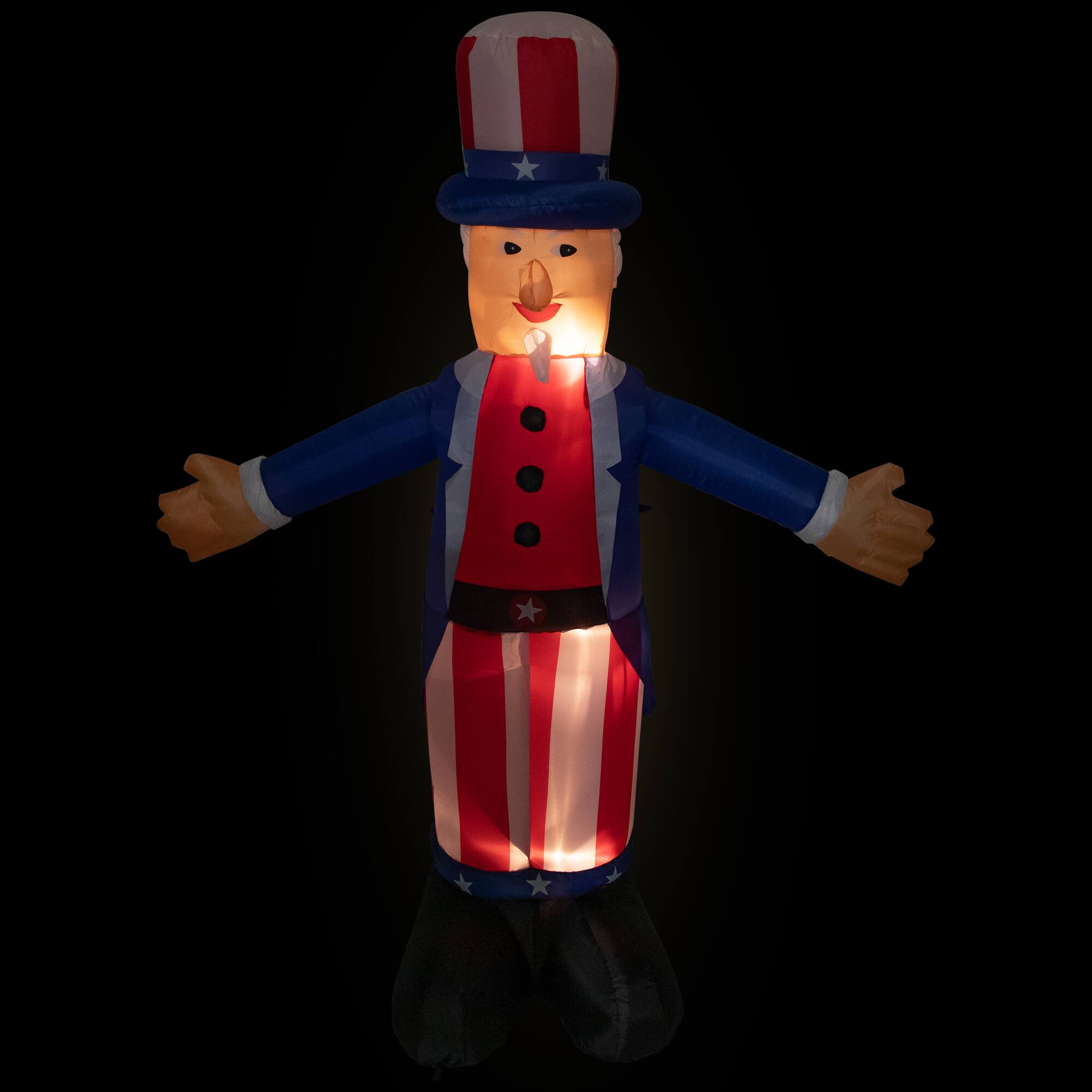 Alt View 1. Northlight - Lighted Inflatable Uncle Sam Patriotic Outdoor Decoration - 6' - White.