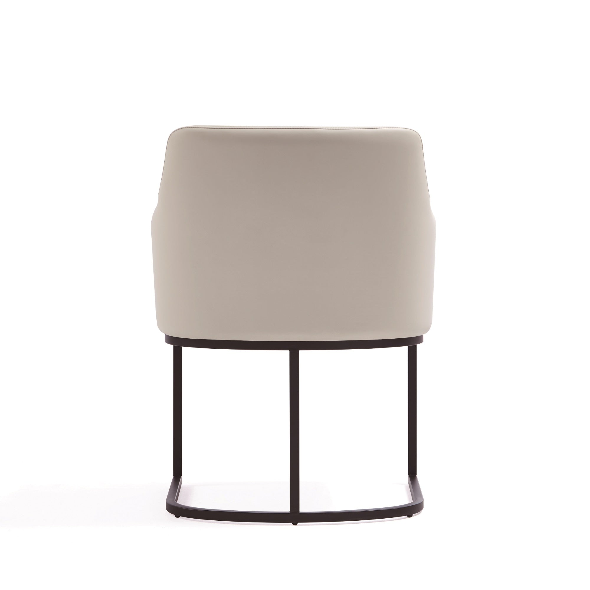 Alt View 4. Manhattan Comfort - Serena Modern Metal Vegan Leather Dining Chair with Arms - Ivory.