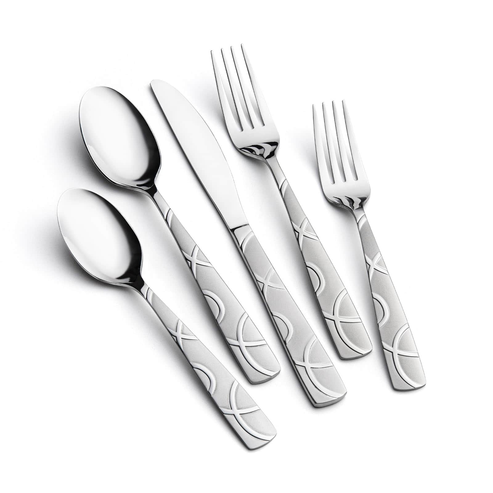 Dazzed Corner - 40PCS Stainless Steel Silverware Set, Mirror Polished Cutlery Set,Dishwasher Safe - Silver