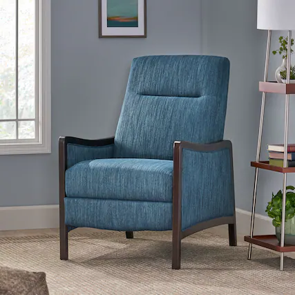Front. TinyHomie - Fabric Recliner Chair Mid Century Modern Recliner Pushback Single Recliner Sofa - Blue.