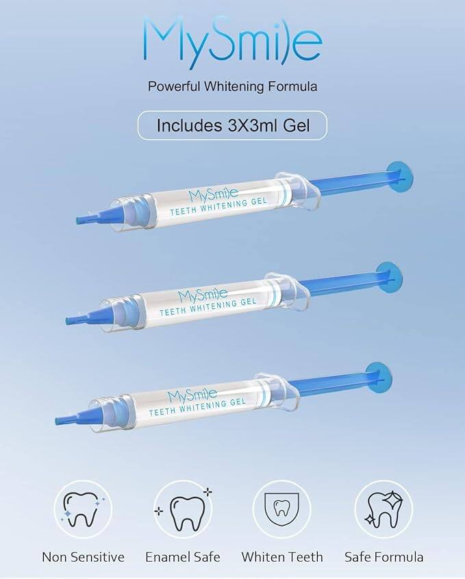 MySmile Powerful Whitening Formula
Includes 3X3ml Gel
MySmile GEL TEETH WHITENING
MySmile GEL TEETH WHITENING
MySmile GEL TEETH WHITENING
Non Sensitive
Enamel Safe
Whiten Teeth
Safe Formula
