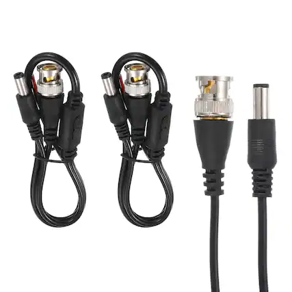 Front. Unique Bargains - 2pcs 1.2Ft BNC Pigtail Cable BNC Male + DC Power Male Open End for DVR CCTV Camera - bnc cable.