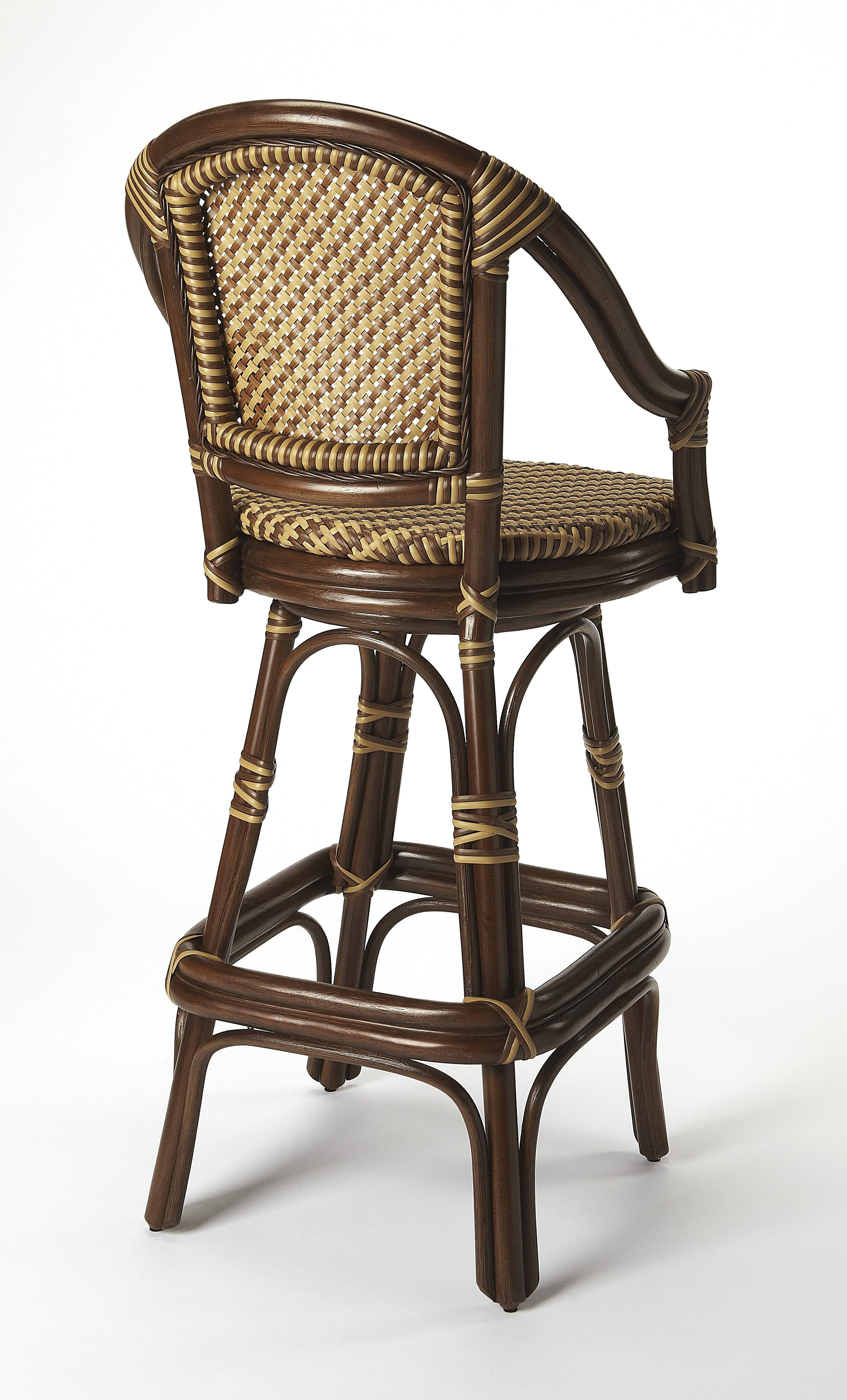 Alt View 2. Butler Specialty - Renata 29.75 in. Seat Height Rattan Bar Stool with Back - Multi-Color.