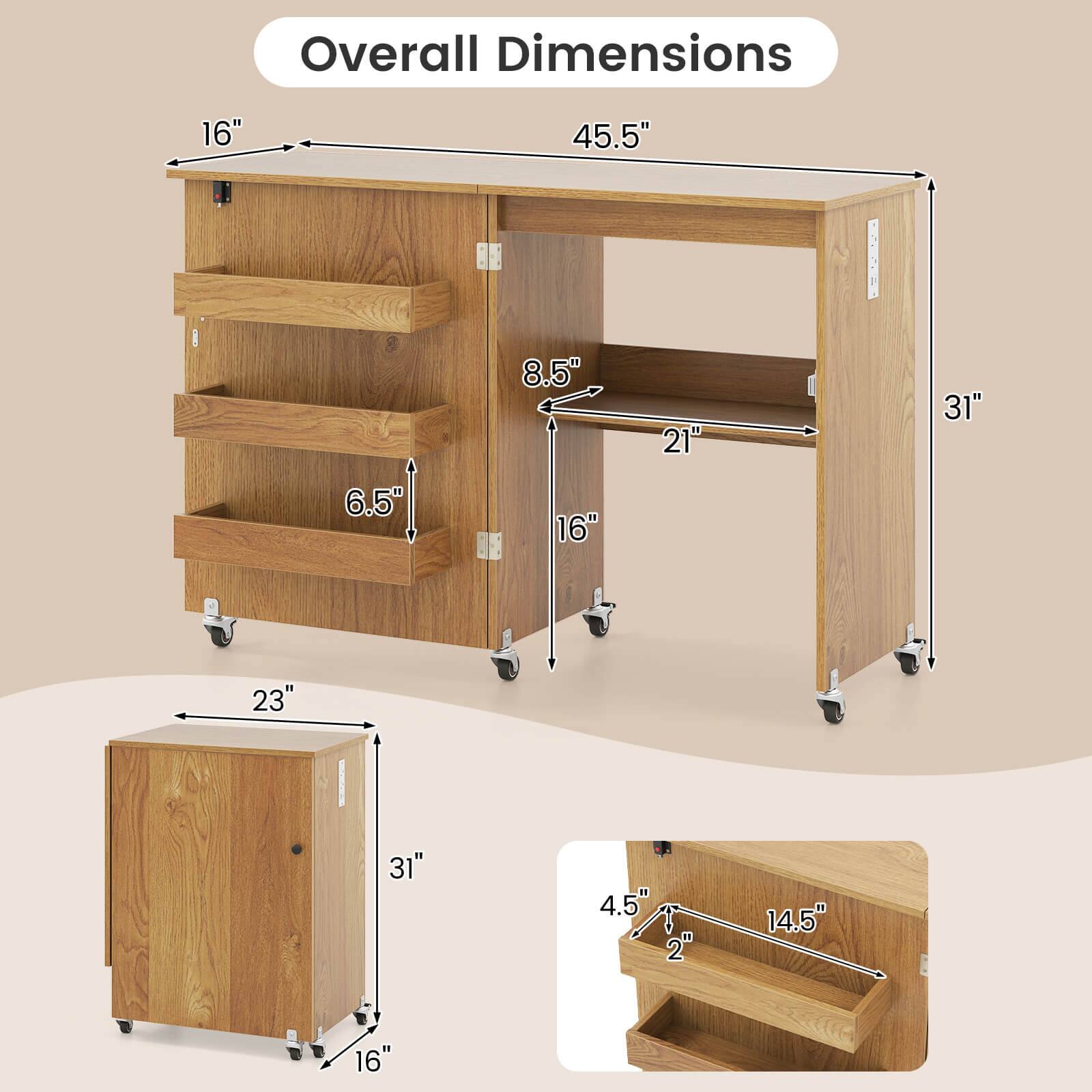 Overall Dimensions: 16" x 45.5" x 8.5" x 21" x 31" x 6.5" x 16" x 23" x 31" x 4.5" x 2" x 14.5" x 16"