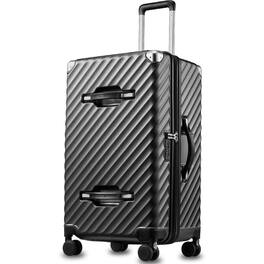LUGGEX - 28 Inch Trunk Luggage Expandable PC Hard Shell Large Checked Suitcase with Shock - Absorbing Wheels - LX-EX - Black