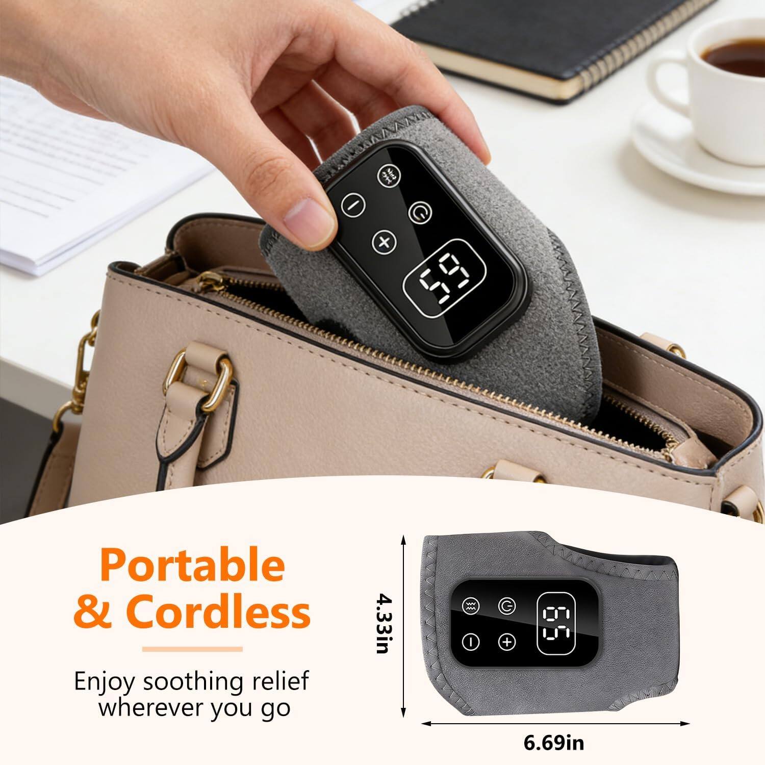 Portable & Cordless  
Enjoy soothing relief wherever you go  
4.33in x 6.69in
