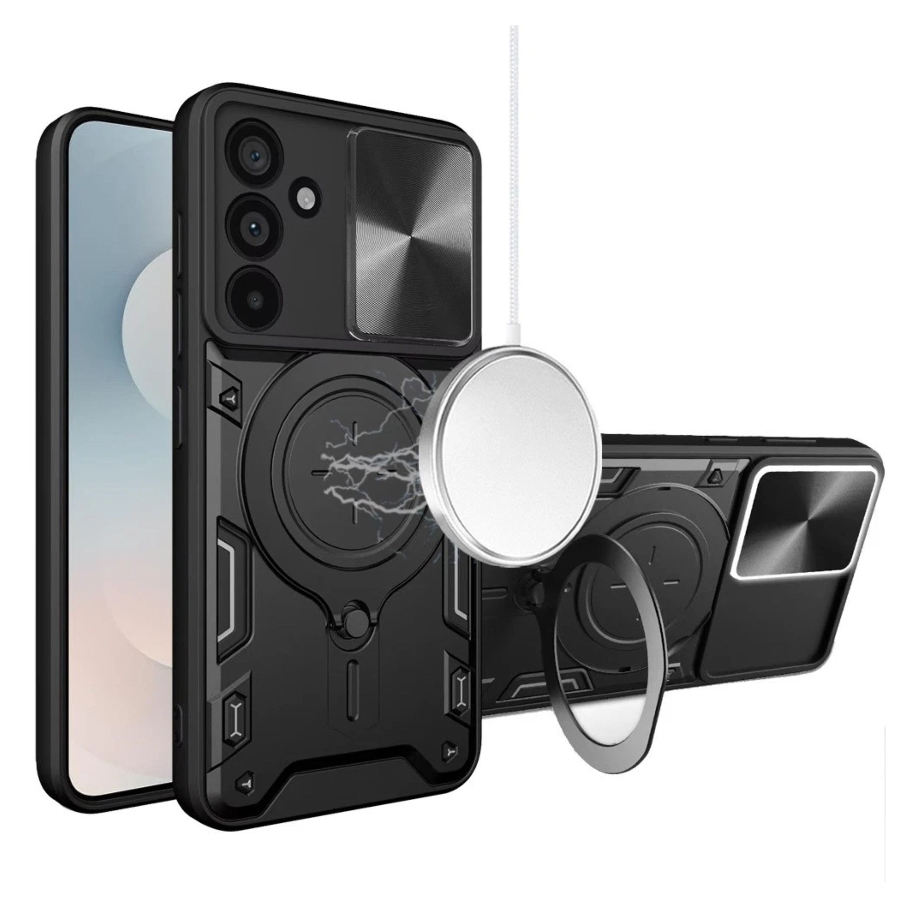 Kitcheniva - Magnetic Ring Camera Lens Protection Phone Case With Tempered Glass For Samsung Galaxy S25 FE - Black price history on PriceWatchPro