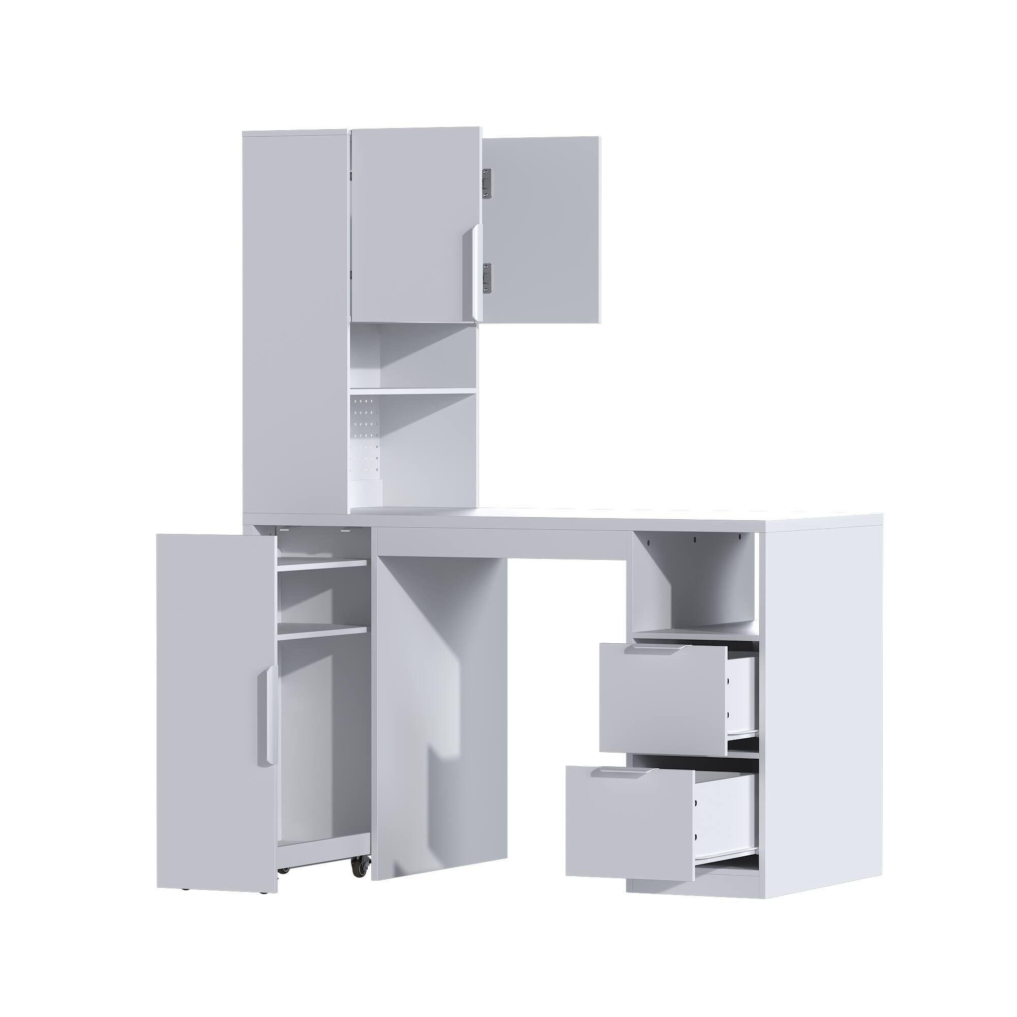 Angle. Famapy - Famapy Multifunctional Craft Desk: Mobile, Organized & Versatile Workstation - White.