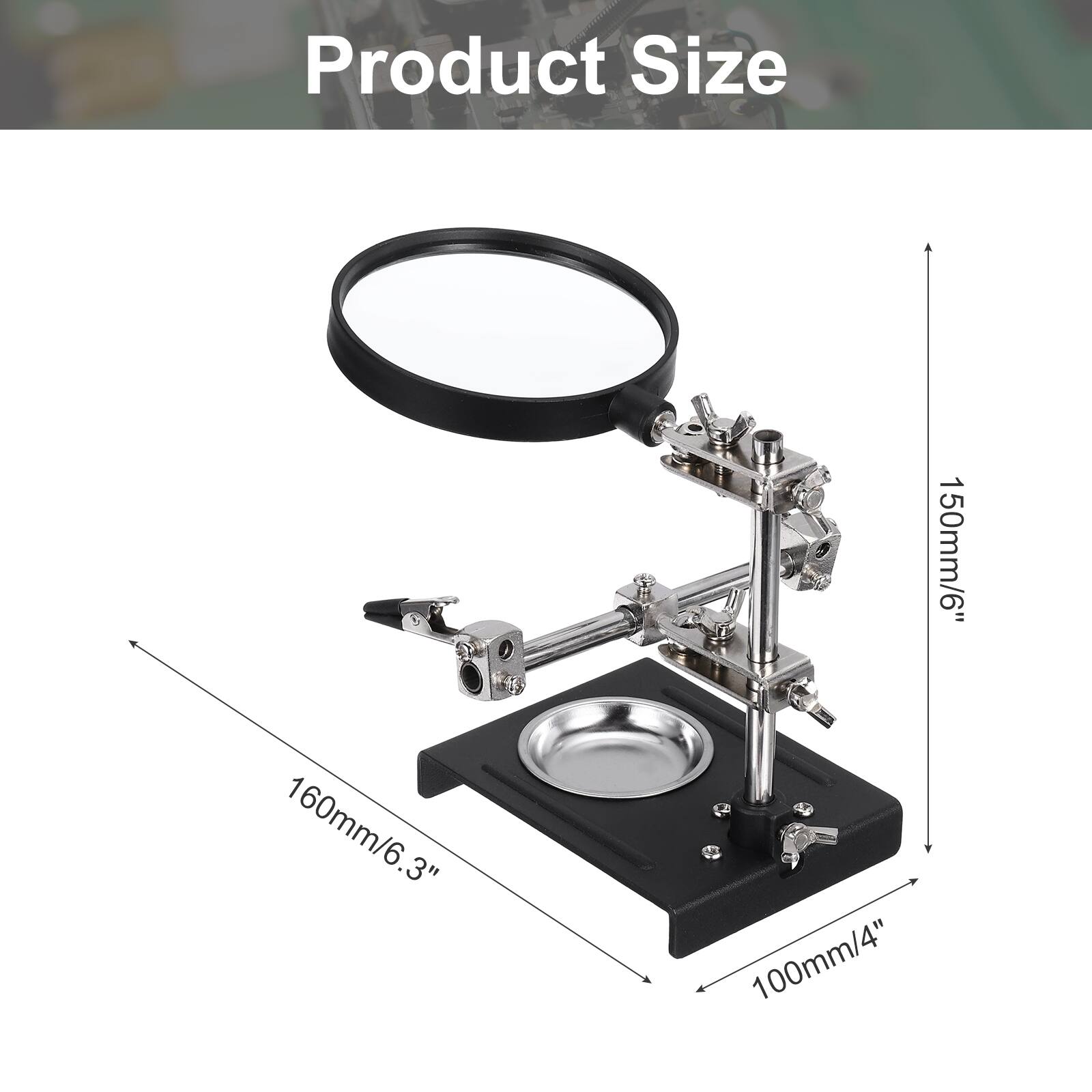 Product Size  
150mm/6"  
160mm/6.3"  
100mm/4"