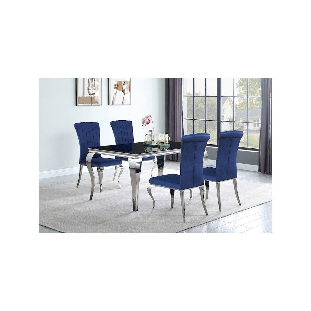 Alt View 4. Coaster Co. of America - Carone Rectangular 61-inch Glass Top Dining Table Black - Black.