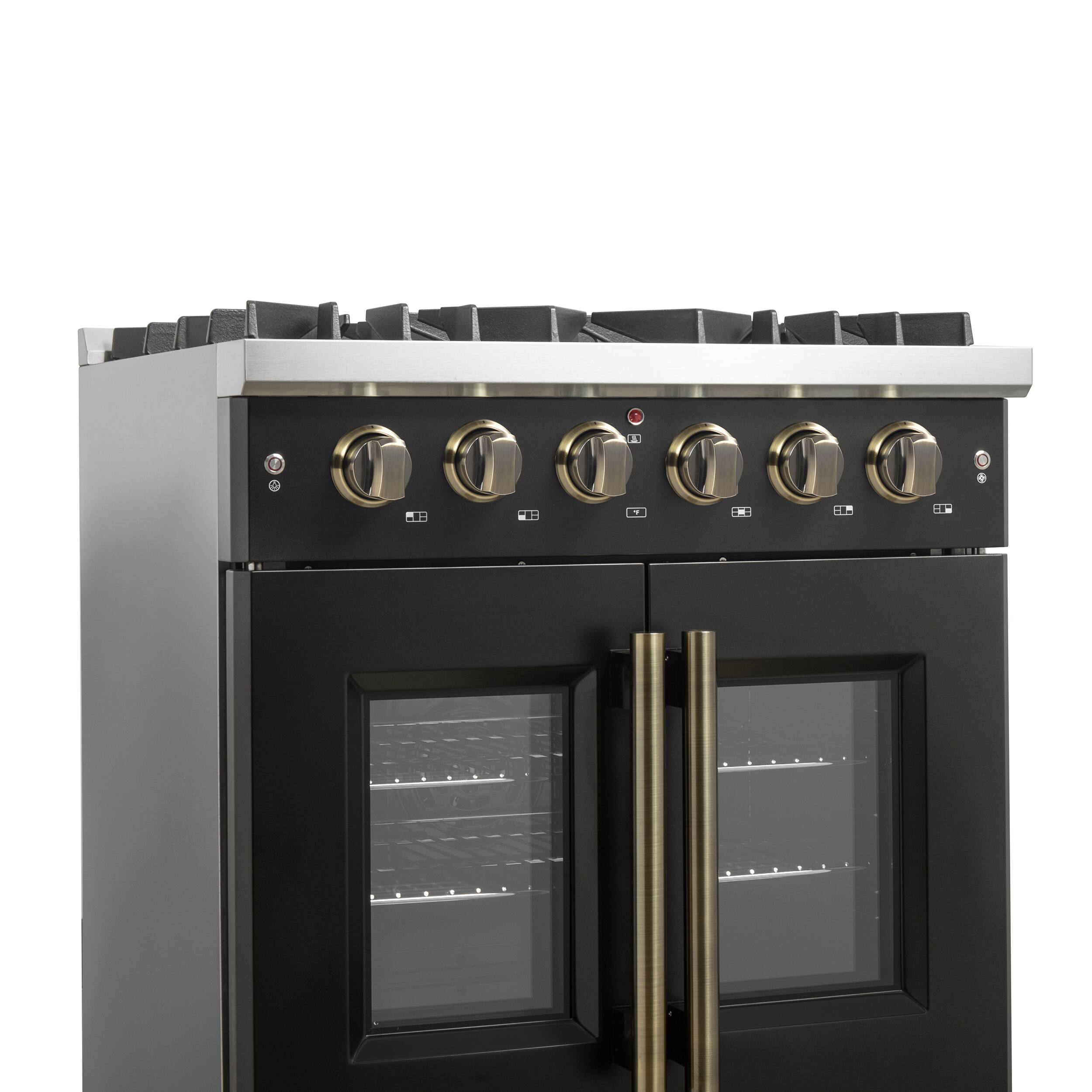 Alt View 10. Forno Appliances - Galiano 4.32 Cu. Ft. Freestanding Gas Convection Range with French Door Design - Black.