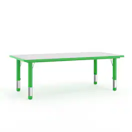 Emma + Oliver - 23.625"W x 47.25"L Rectangular Plastic Height Adjustable Activity Table - Green