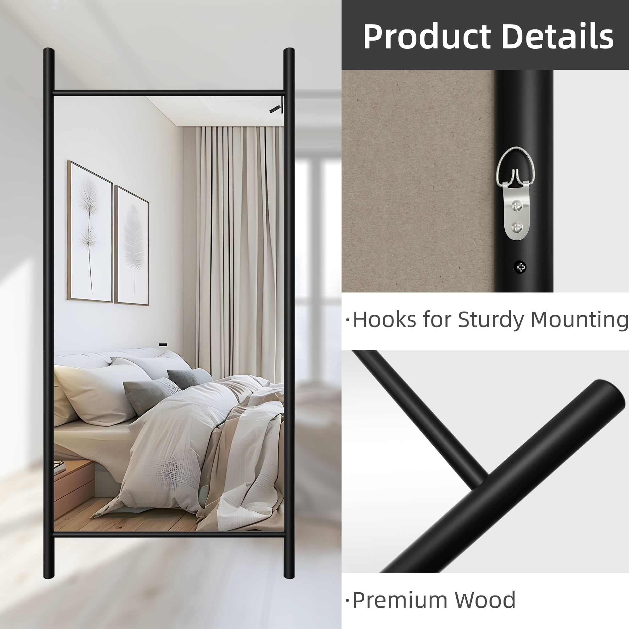 Product Details

- Hooks for Sturdy Mounting
- Premium Wood