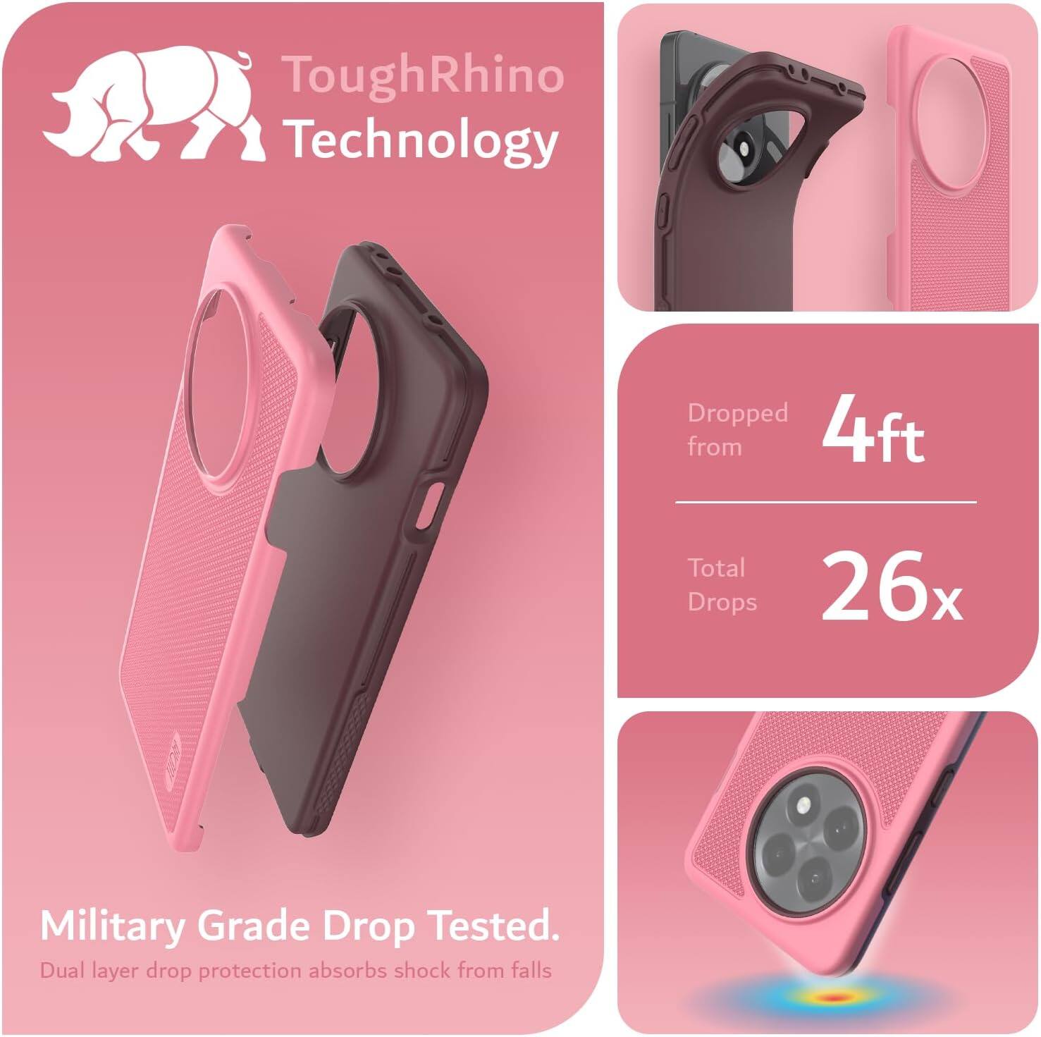 ToughRhino Technology

Dropped from 4ft  
Total Drops 26x

Military Grade Drop Tested.  
Dual layer drop protection absorbs shock from falls.