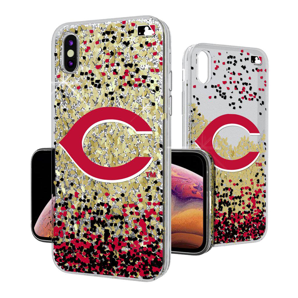 Front. Keyscaper - Cincinnati Reds Glitter Confetti iPhone Case - 15 - Multicolor.