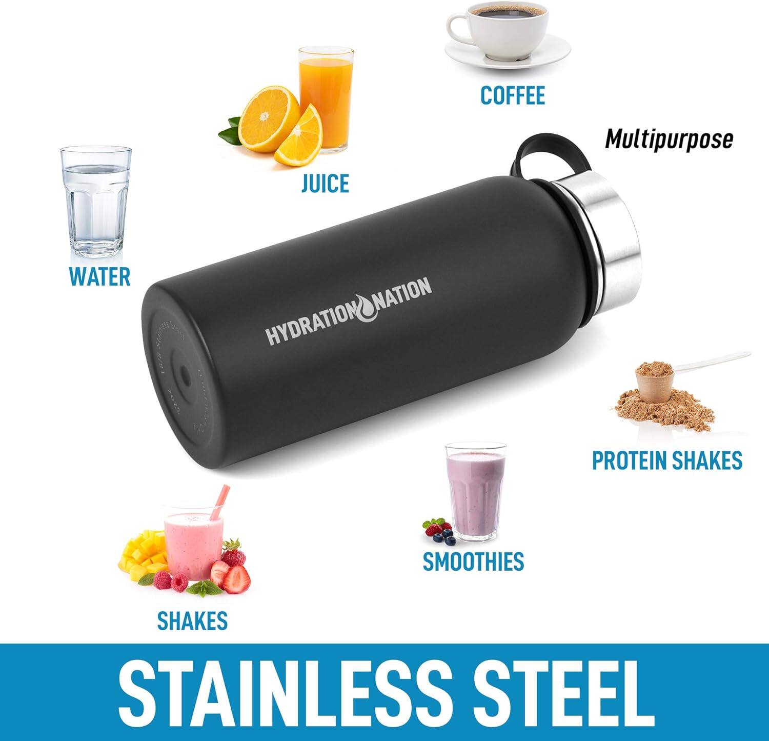 - WATER
- JUICE
- COFFEE
- SMOOTHIES
- SHAKES
- PROTEIN SHAKES
- Multipurpose
- HYDRATION NATION
- STAINLESS STEEL
