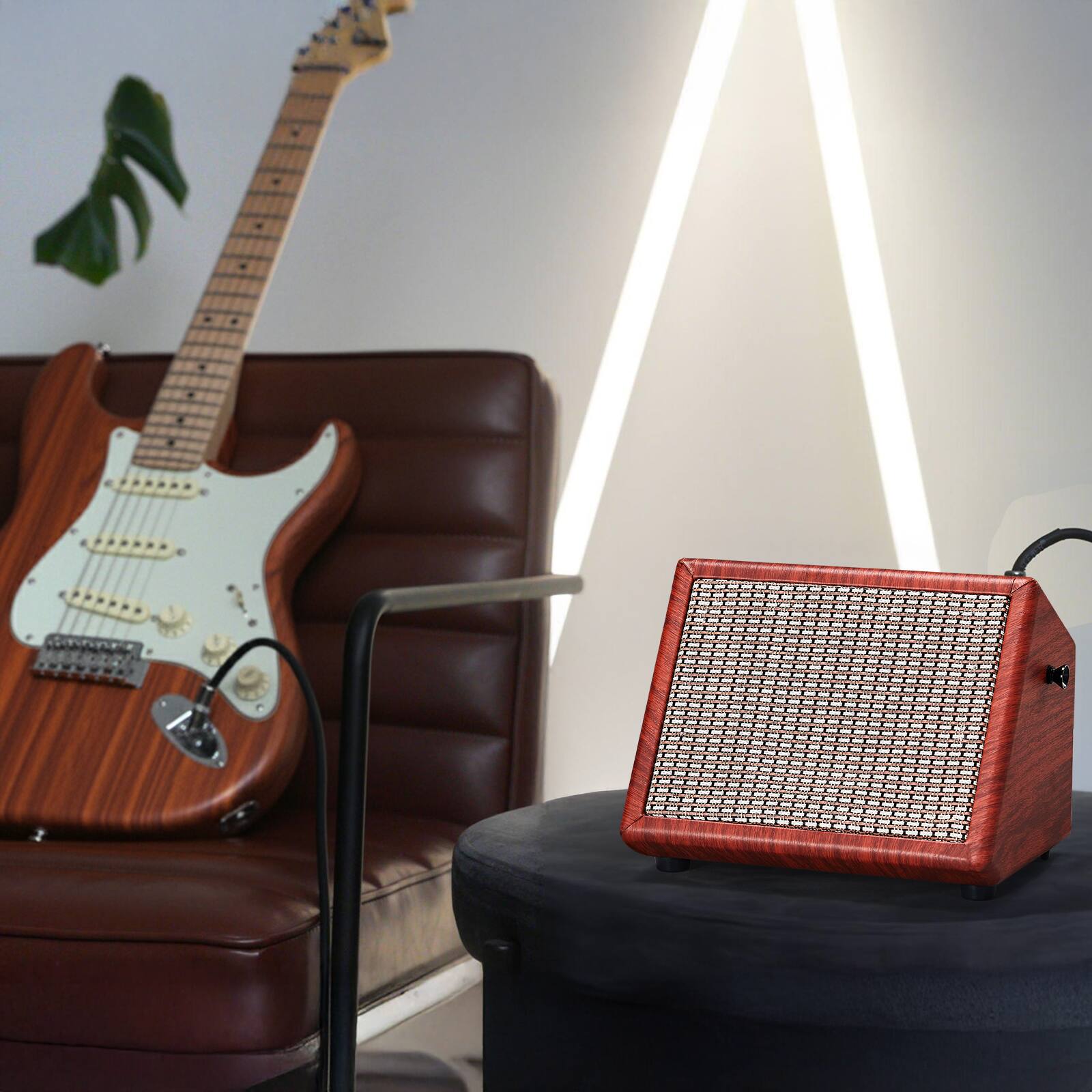Left. Winado - 20W Electric Guitar Combo Amp, Studio & Practice Amplifier with 5" Speaker for Electric Guitars, Rich, Clean Tone & Head.