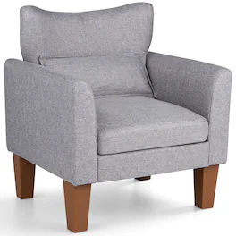 Costway - 1 PCS Modern Accent Chair with Removable Seat Cushion & Pillow, Strong Support Legs - Gray
