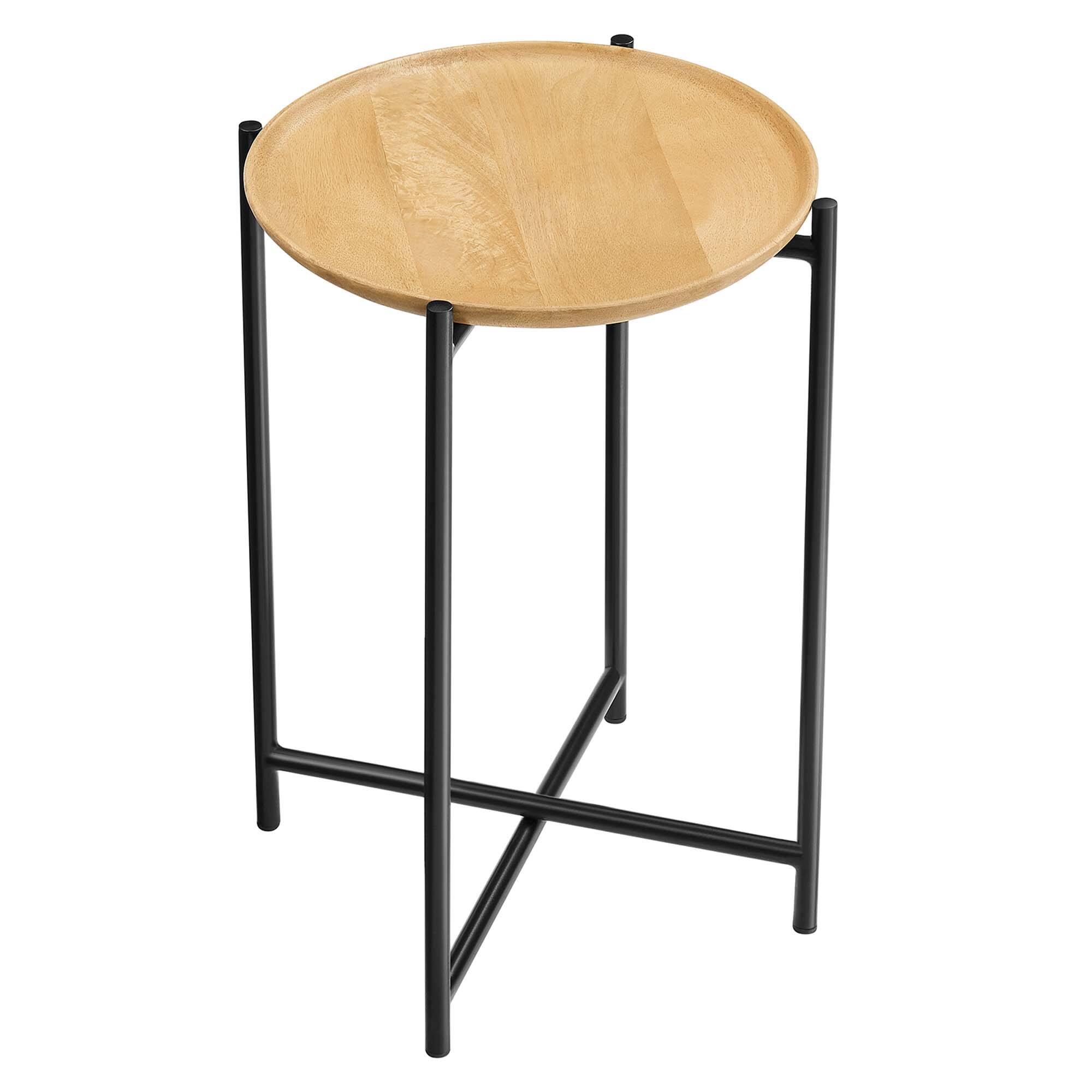 Alt View 2. Modway - Xilo Round Wood and Metal Side Table by Modway - Oak.