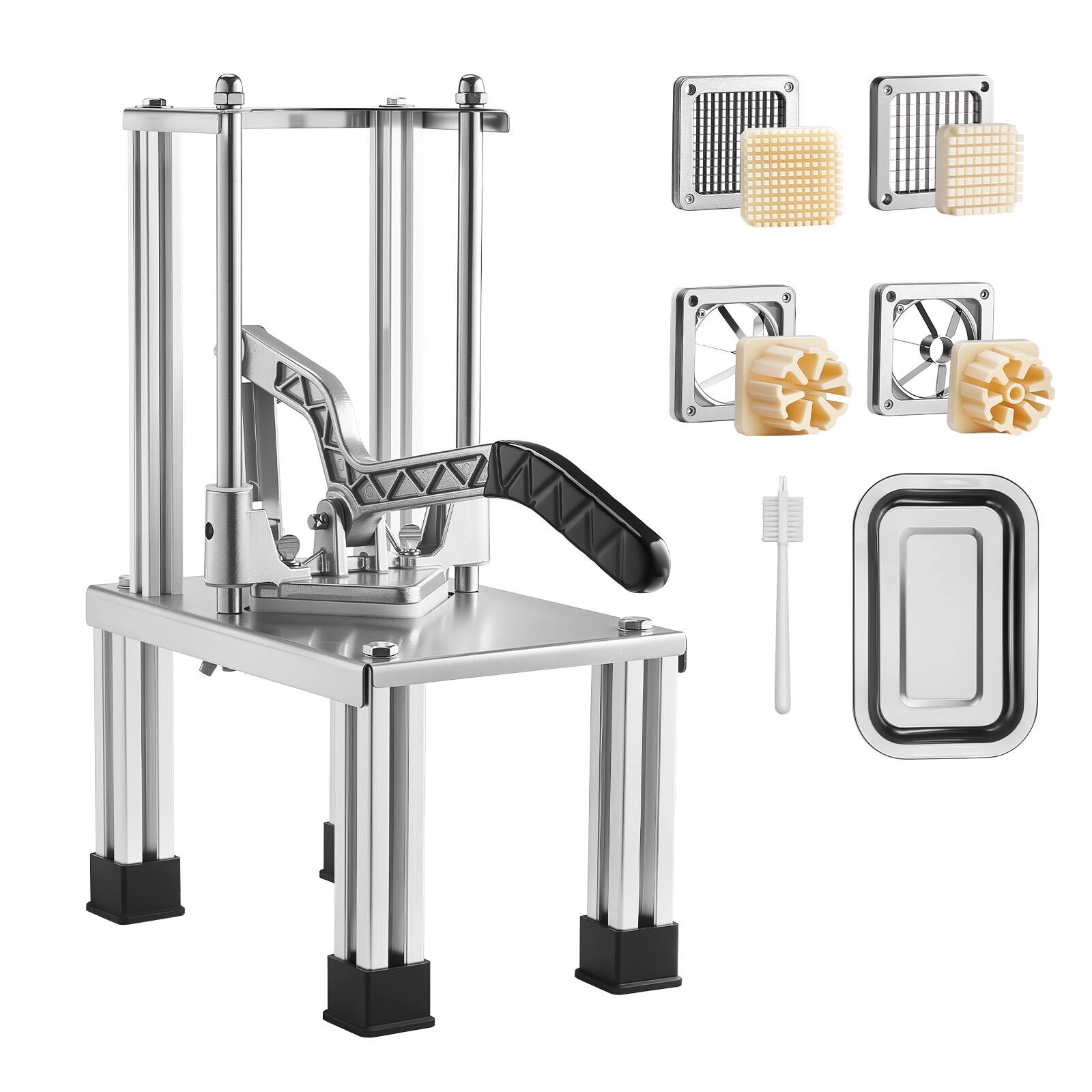 Alt View 5. VEVOR - French Fry Cutter, Commercial Vegetable Chopper with 4 Blades (1/4", 3/8", 6-Wedge & Apple Corer), Stainless Steel - Silver.