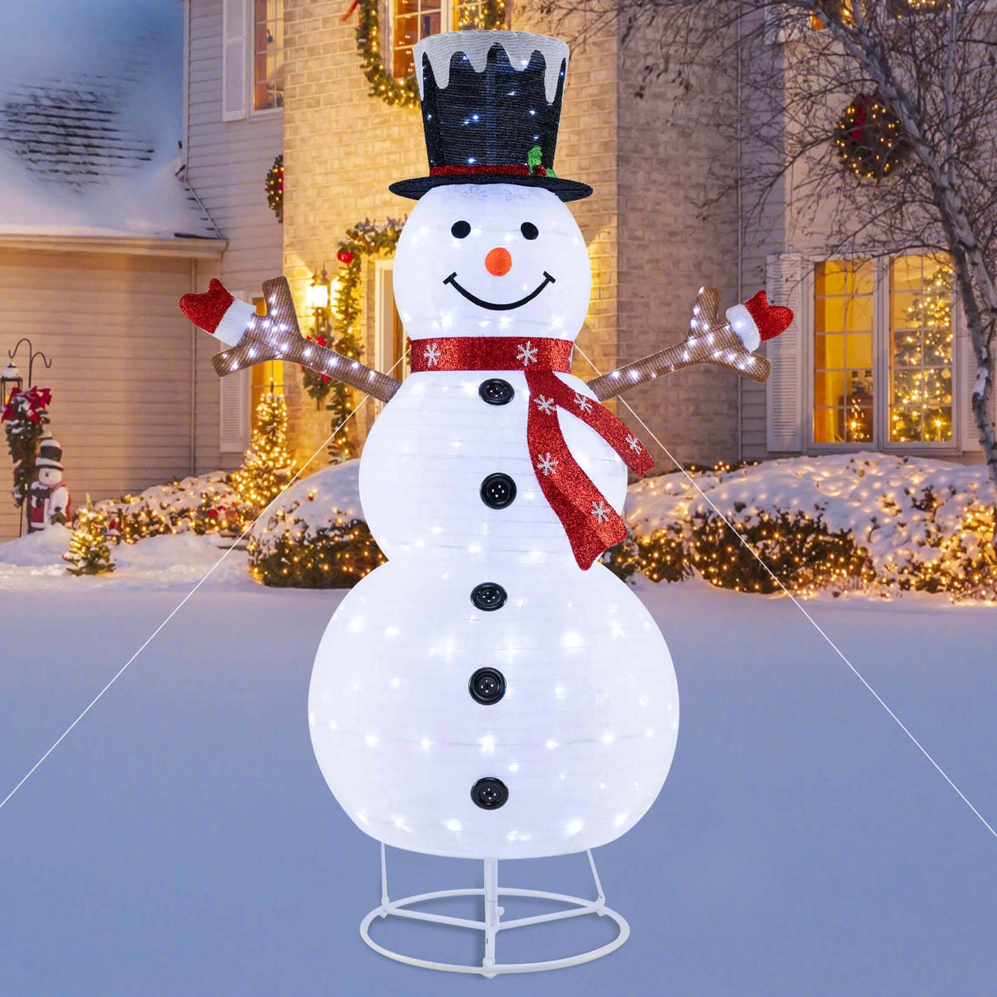 Alt View 1. Costway - Costway 6ft Lighted Pop-Up Christmas Snowman with  Hat and Scarf 180 Pre-Lit LED Lights - White.