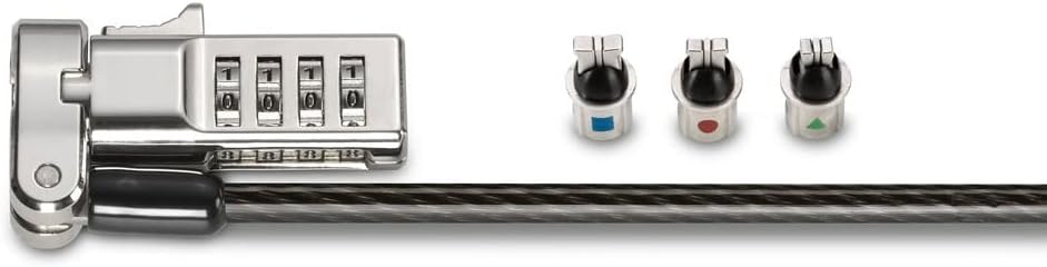 Left. Kensington - Kensington 3-in-1 Combination Serialized Laptop Lock - 6 ft Cable - Preset - Combination Lock - Carbon Steel, Plastic.