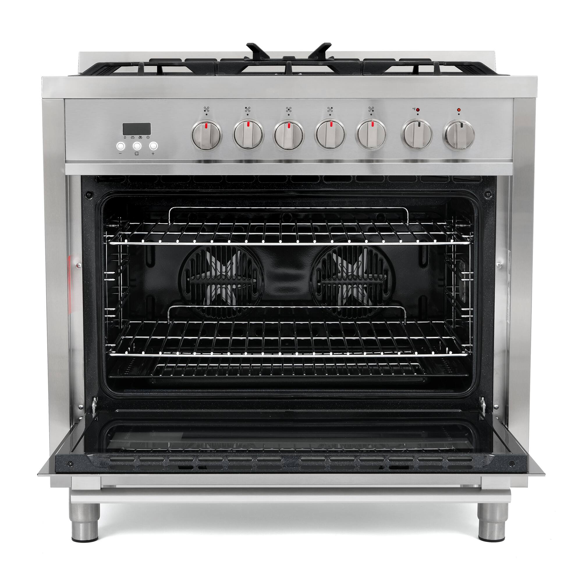 Alt View 5. COSMO - F965 36 in. Stellar Collection 3.8 cu. ft. Dual Fuel Range, 5 Sealed Burners, 8 Function Convection Oven - Stainless Steel.