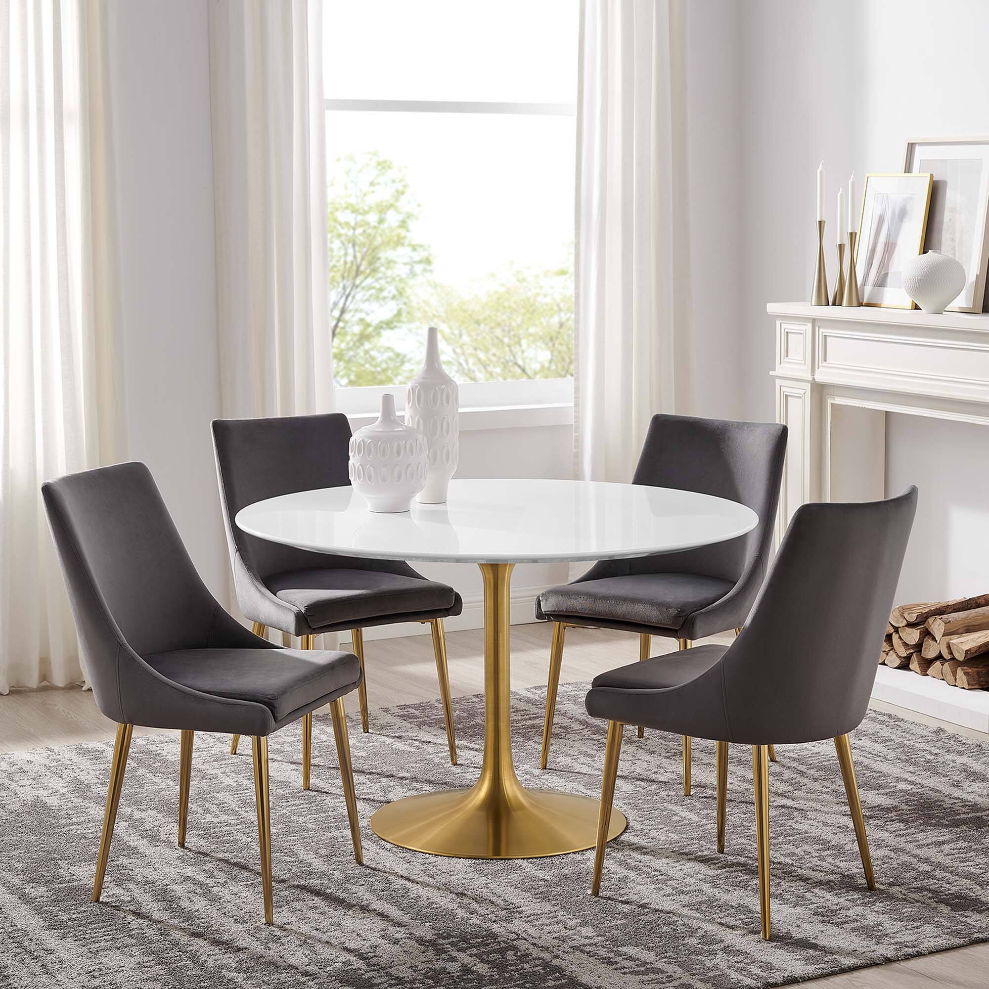 Alt View 6. Modway - Lippa 48" Round Wood Dining Table by Modway - Gold White.