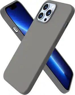 Ornarto - Compatible with iPhone 13 Pro Max Case 6.7", Slim Liquid Silicone 3 Layers Full Covered Cover - Cold Gray