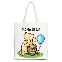 OrnamentallyYou - Charming Mama Bear Cute Canvas Tote Bag, Mom Gift Shopper - White