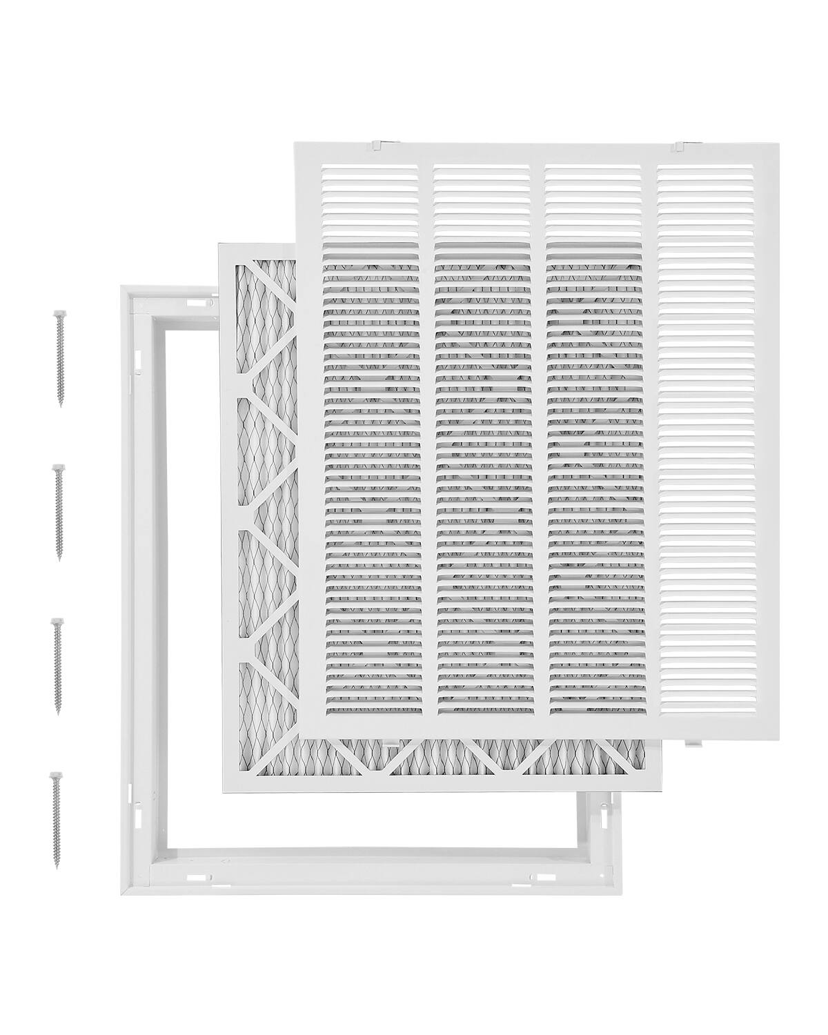 Front. VEVOR - Return Air Filter Grille, Fits W20 x H25in Duct Opening Size, Filter Included, Return Air Vent Cover for Wall - White.