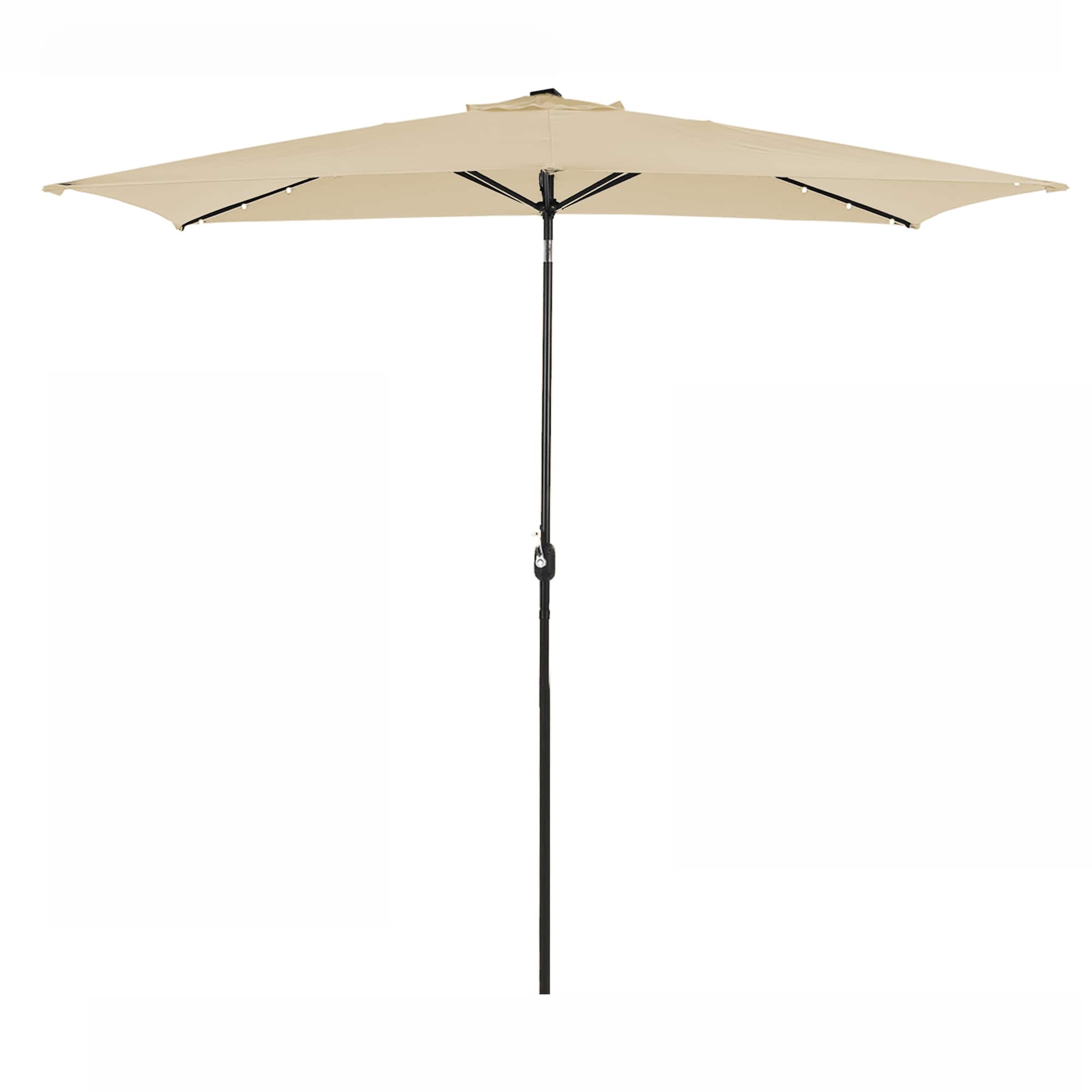 Boyel Living - 10 ft. x 6.5 ft. Rectangular Lighted Market Umbrella with Waterproof and UV Resistant in Taupe - Brown