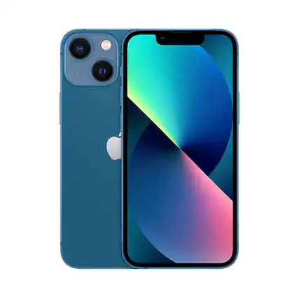 Front. Apple - iPhone 13 A2482 (Fully Unlocked) 256GB Bundle with Pre-Installed Tempered Glass - Blue.