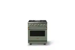 Viking - 30"W. 4 Burner Pro5S 4.7 Cu. Ft. Freestanding Sealed Dual Fuel Convection Range-Eucalyptus/Brushed Brass - Eucalyptus