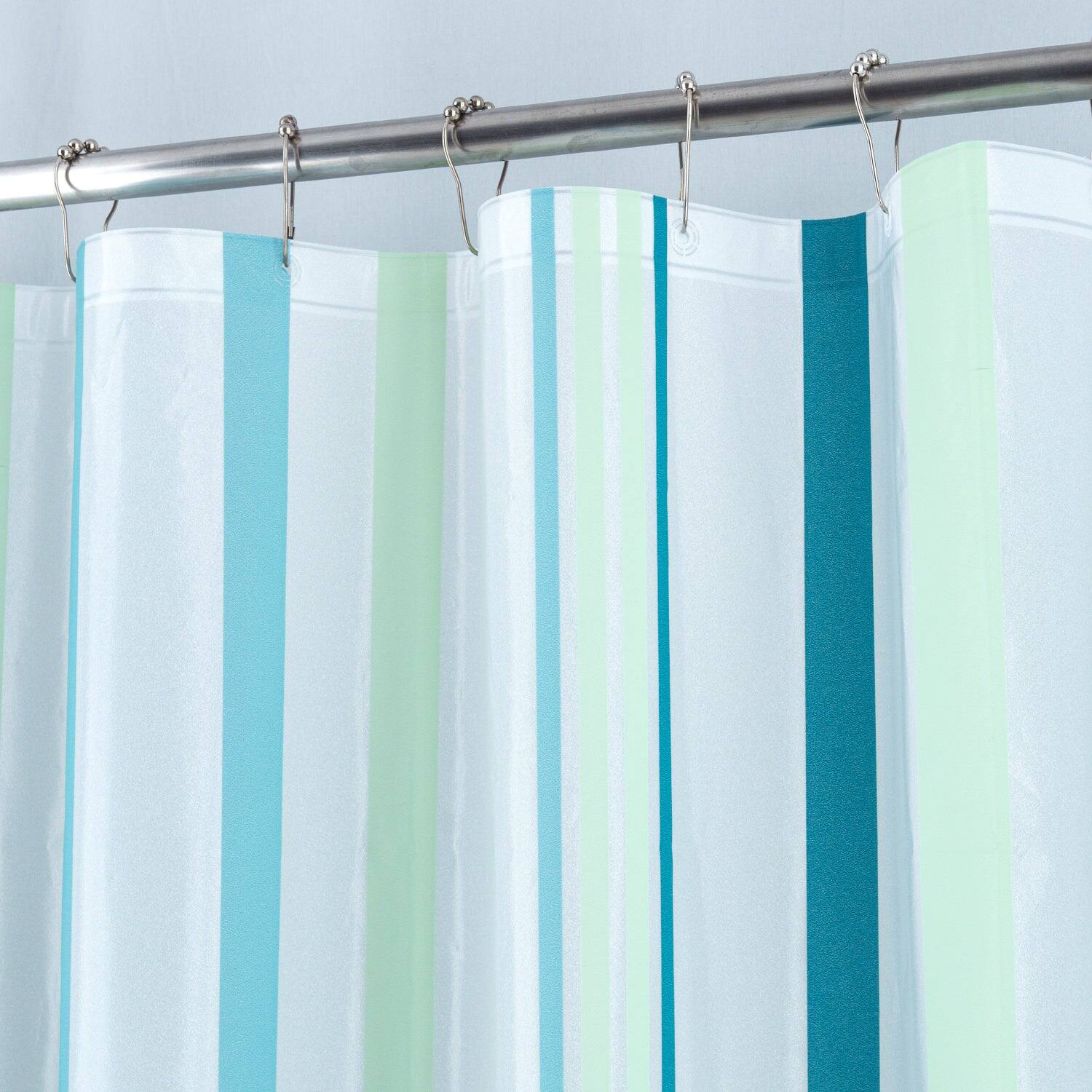 Left. RT Designers Collection - RT Designers Collection 90 GSM Printed Peva Glit Evan Shower Curtain Seafoam 70" x 72" Seafoam - Seafoam.