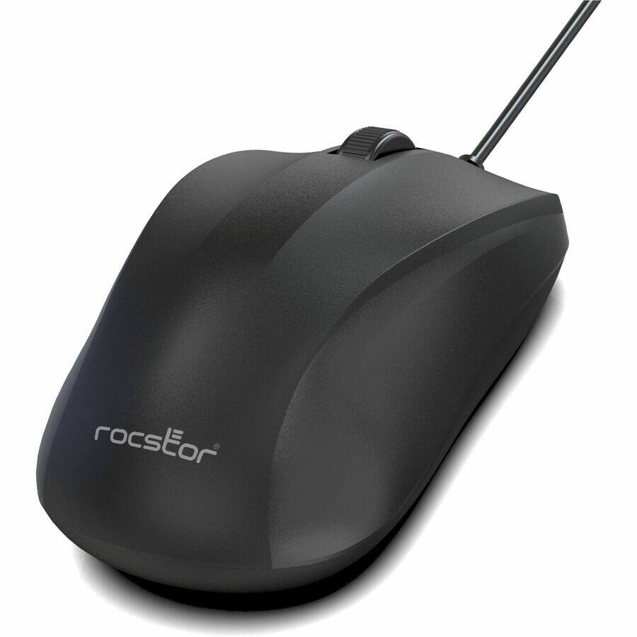 Alt View 4. Rocstor - Rocstor Premium M11 USB Wired Contoured Optical Mouse - 1200 dpi - Optical - Cable - Black - USB - 1200 dpi - Scroll Whe - Black.