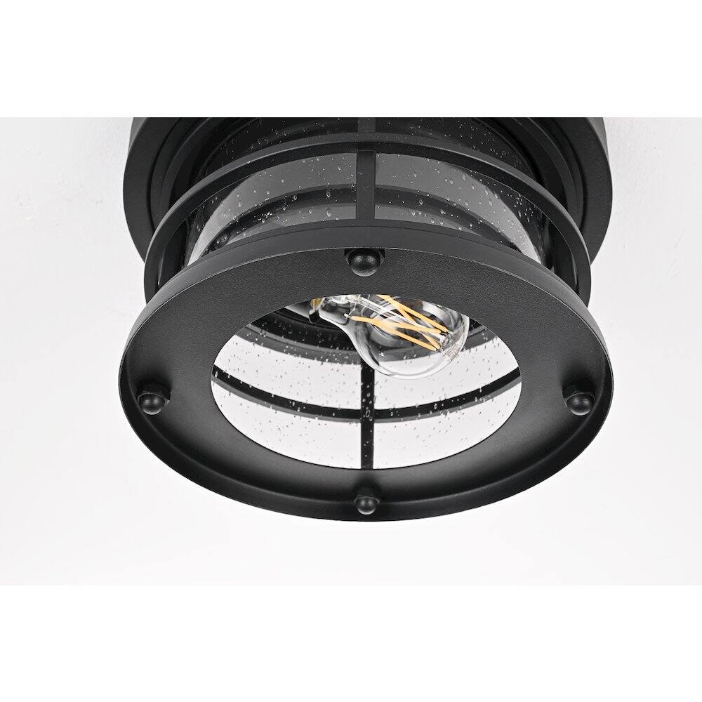 Alt View 2. Elegant Lighting - Carla 10 inch Outdoor Flush Mount Ceiling Light in Black - Black And Clear.