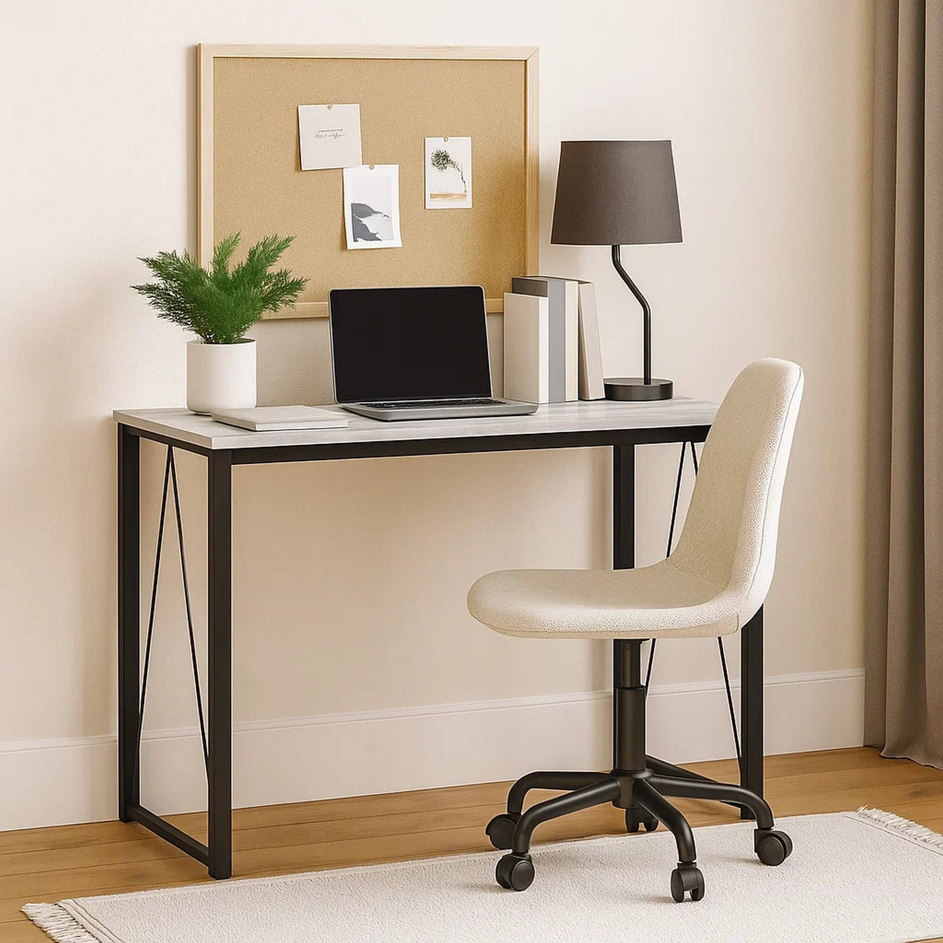 Alt View 3. Manhattan Lane - Writing Desk with V Shaped Accent and Distressed Look, White - White.