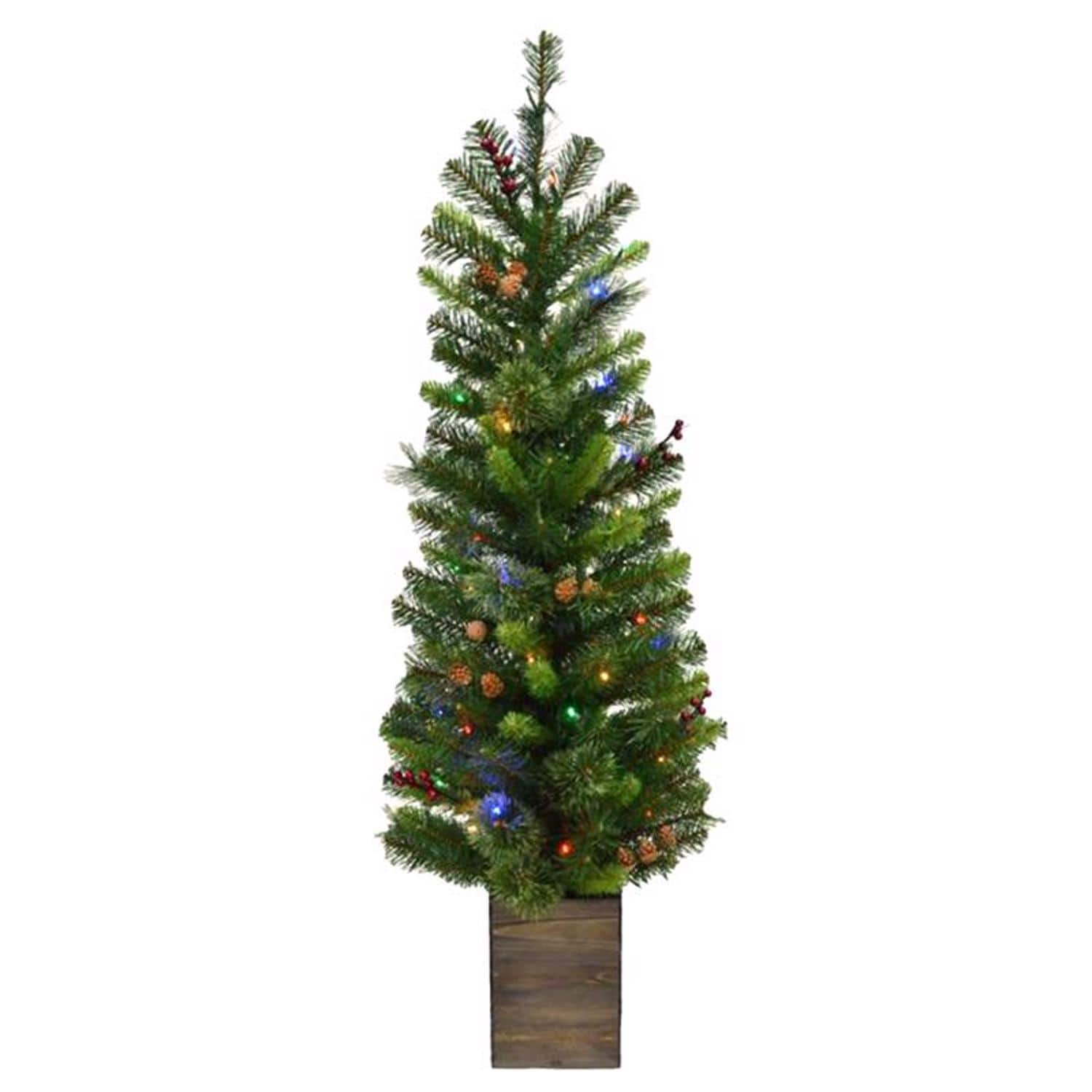 Celebrations - 4 ft. Slim LED 50 ct Mixed Pine Color Changing Entrance Tree - Green