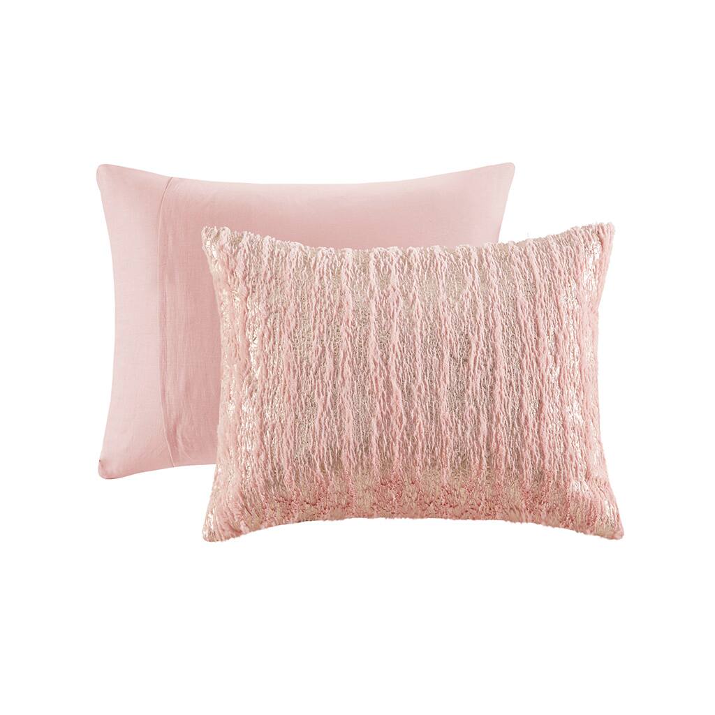 Alt View 3. Gracie Mills - Gracie Mills Maelona Metallic Print Faux Fur Comforter Set - Blush/Gold.