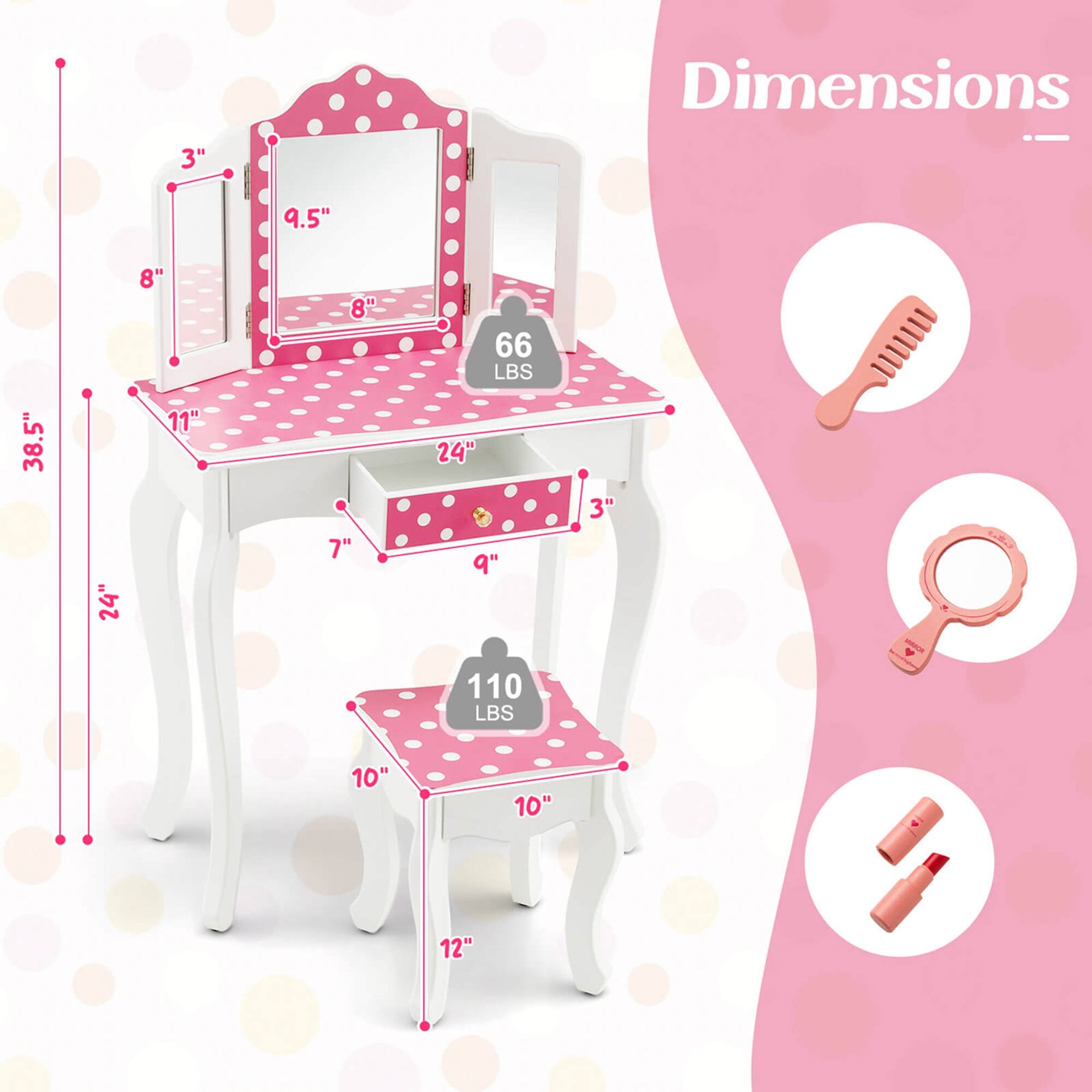 Dimensions: 3" 9.5" 38.5" 24" 8" 11" 8" 7" 66 LBS 24" 9" 3 110 LBS 10" 10" 12"